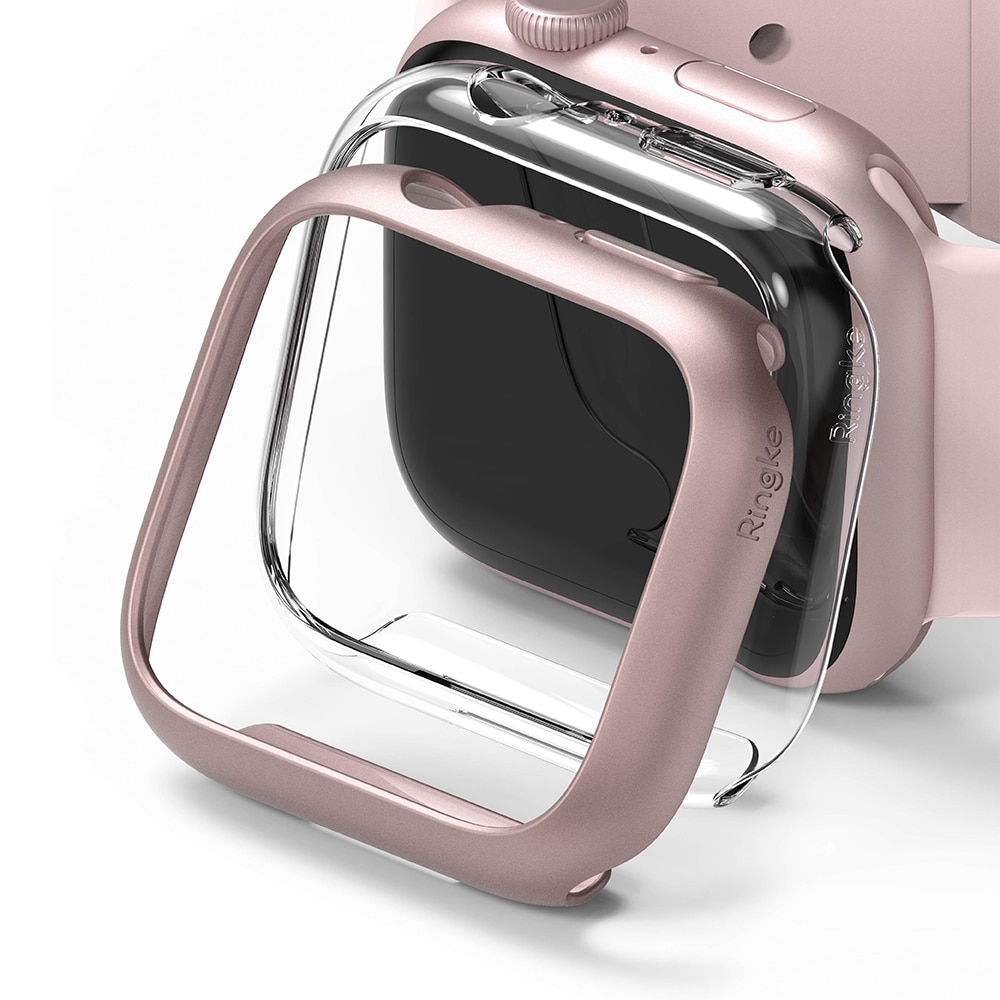 Coque Slim (2 pièces) Apple Watch 41mm, Pink & Clear
