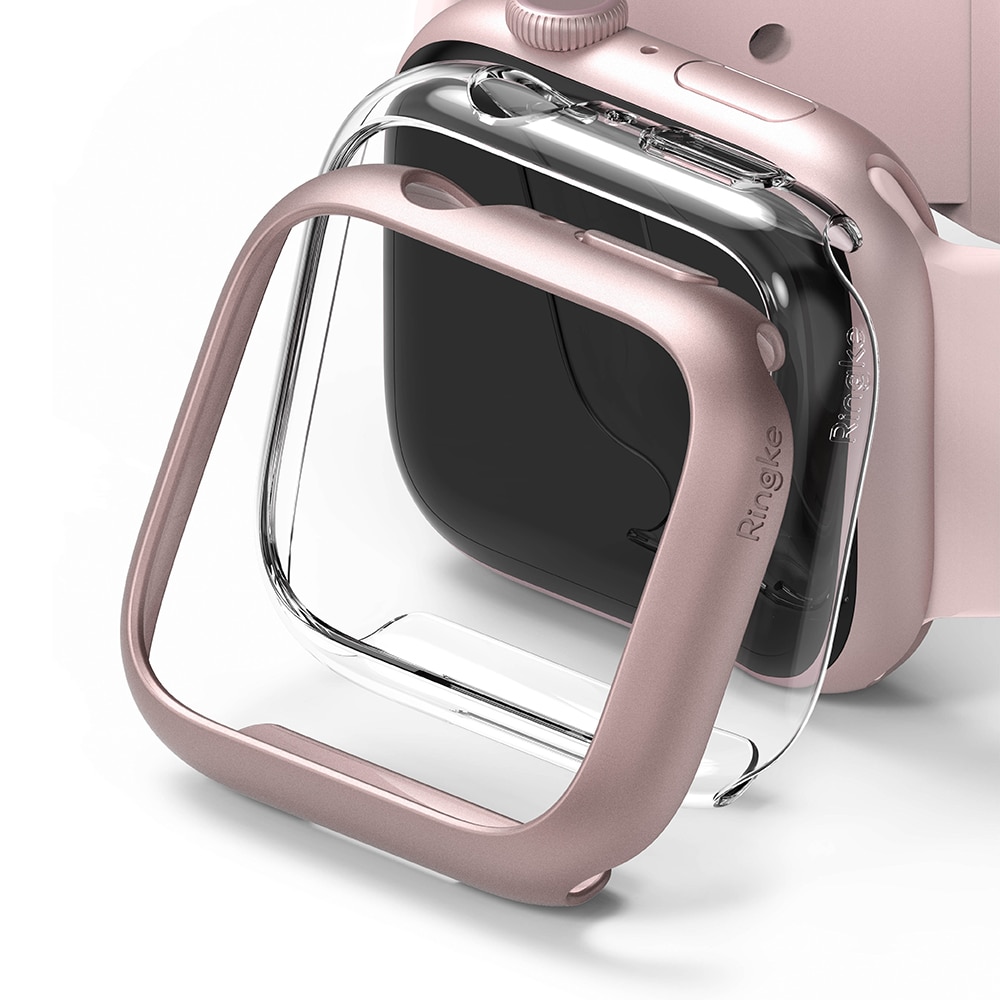 Coque Slim (2 pièces) Apple Watch 41mm Series 7, Pink & Clear