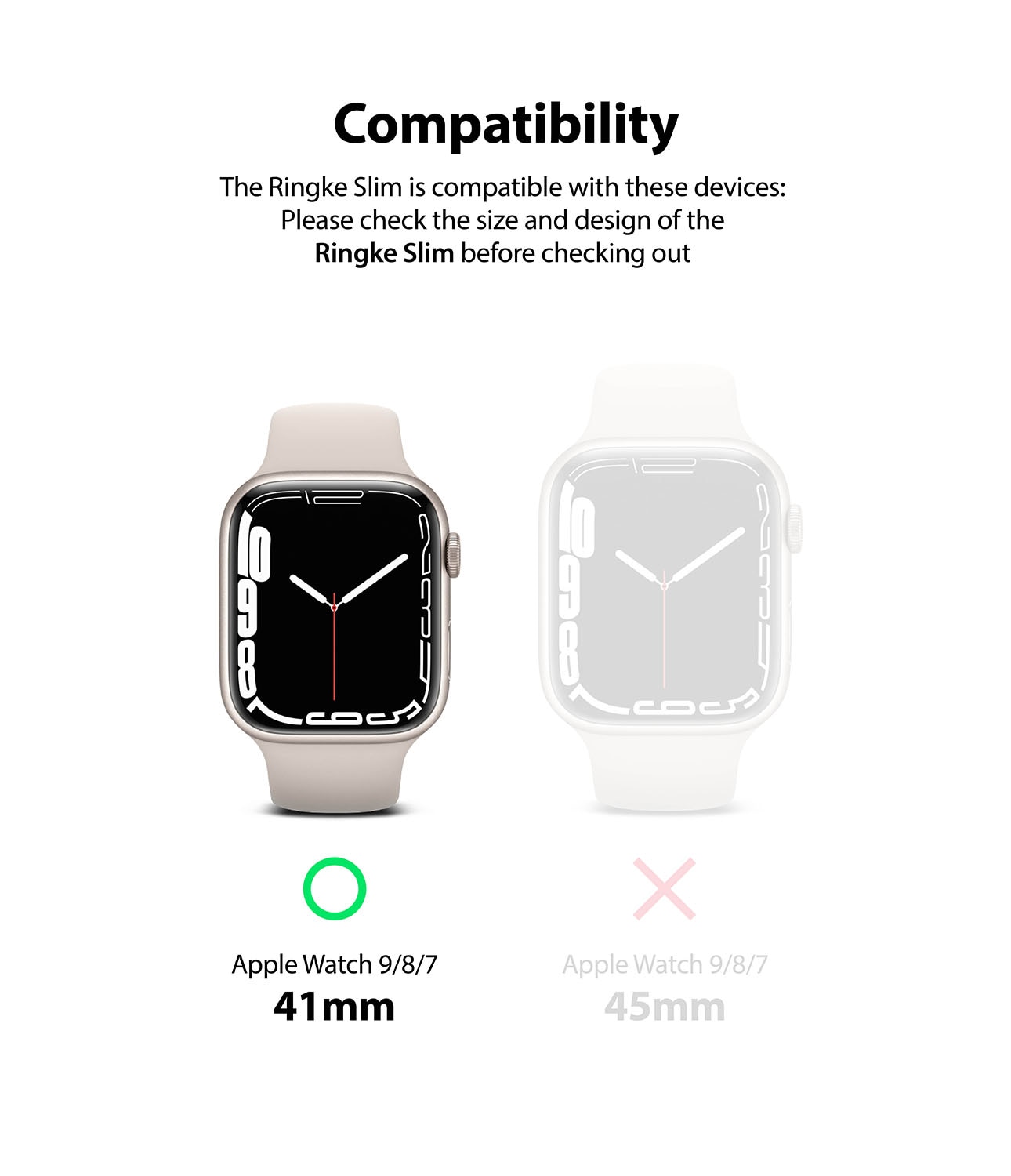 Coque Slim (2 pièces) Apple Watch 41mm Series 9, Pink & Clear