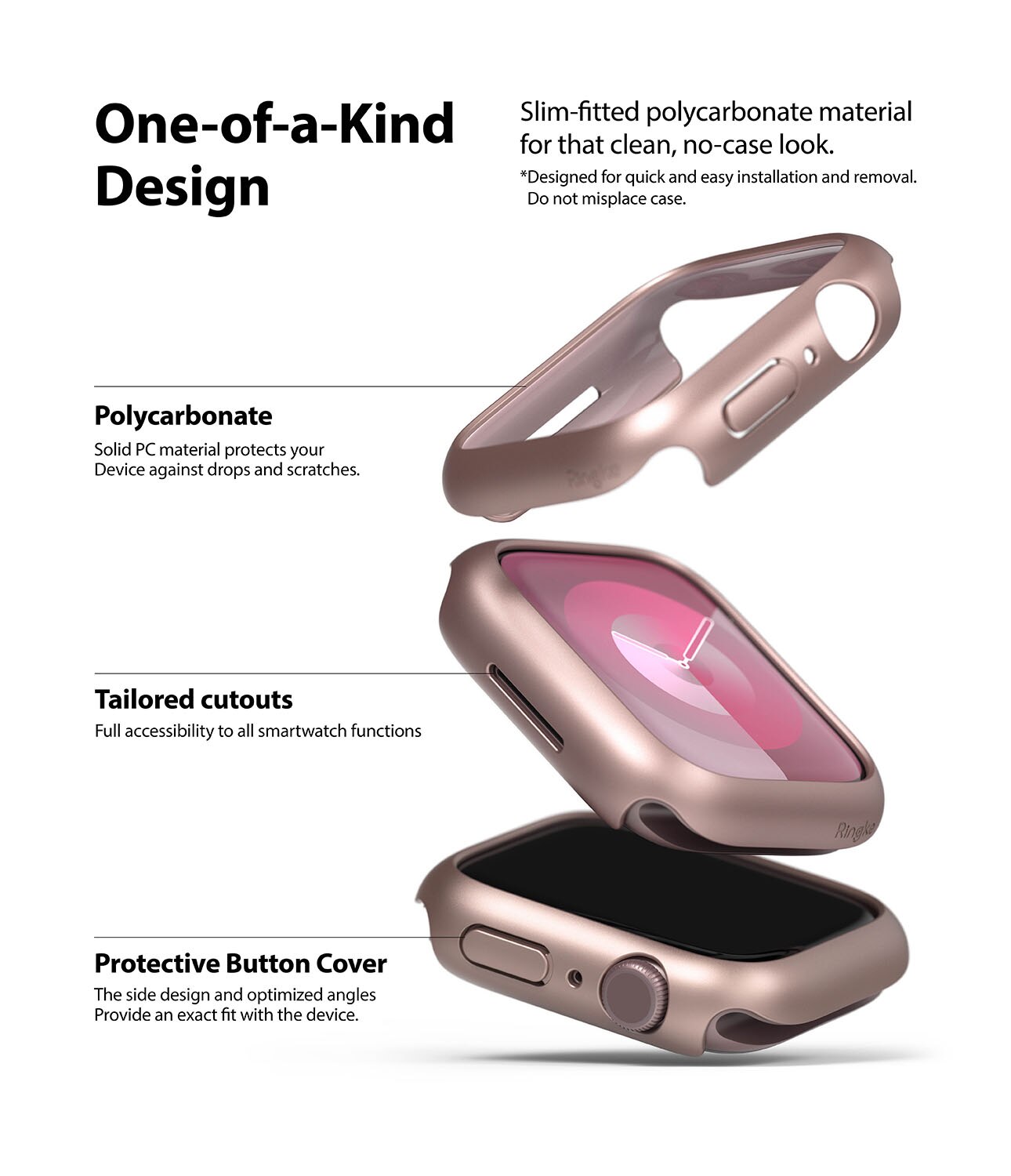 Coque Slim (2 pièces) Apple Watch 41mm Series 9, Pink & Clear