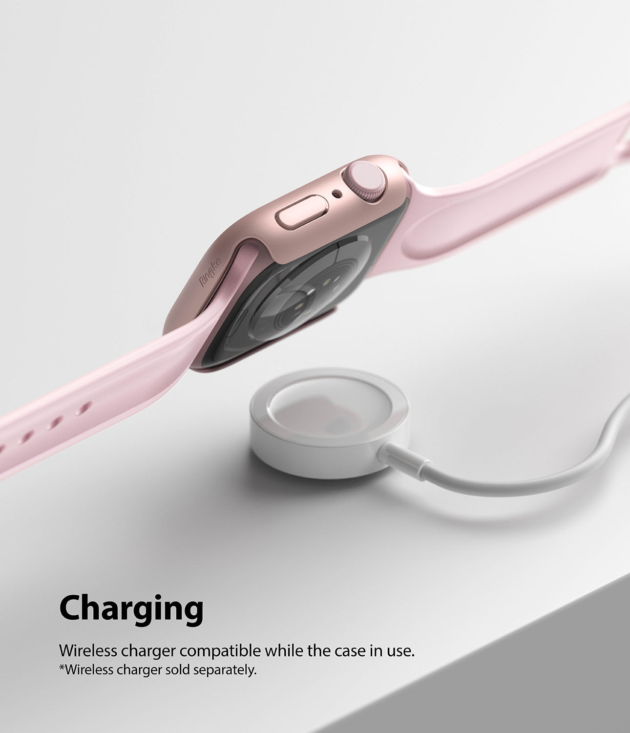 Coque Slim (2 pièces) Apple Watch 41mm Series 8, Pink & Clear