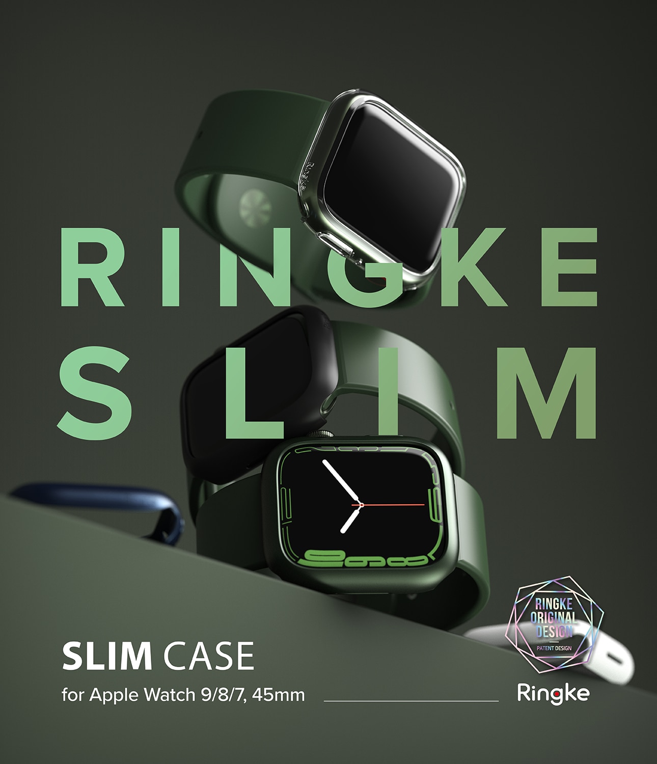 Coque Slim (2 pièces) Apple Watch 45mm Series 8, Matte Black & Clear