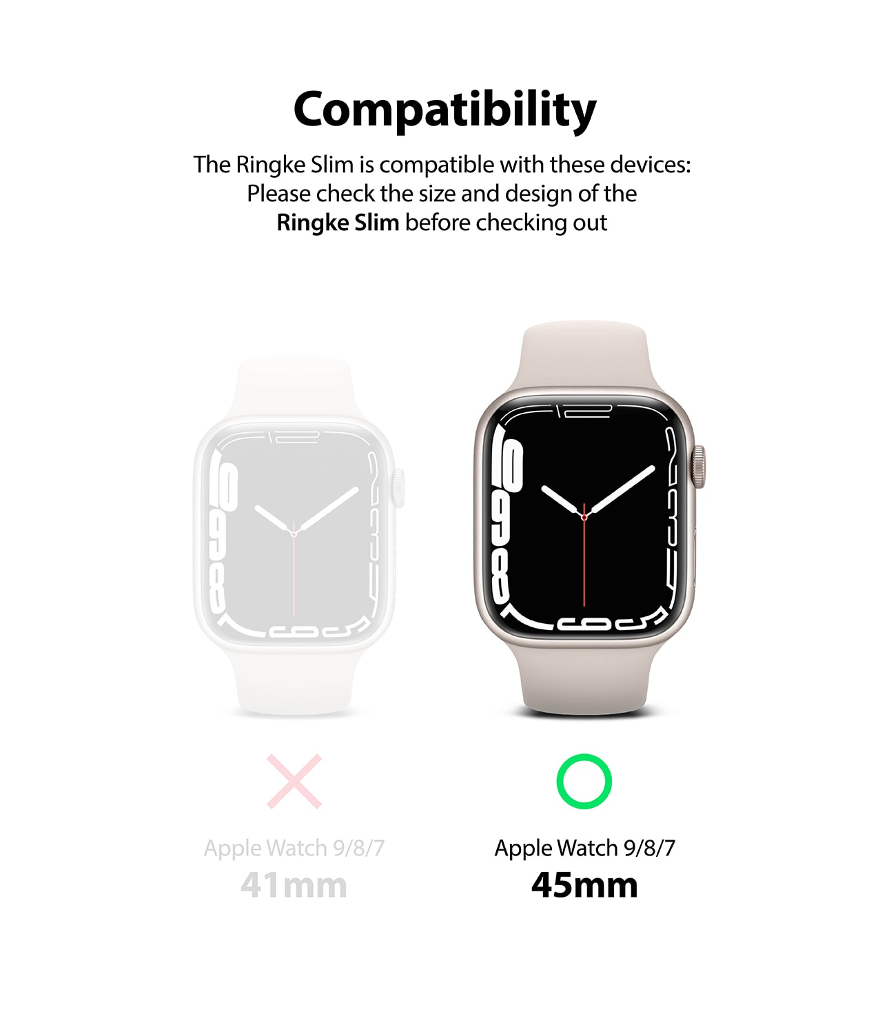 Coque Slim (2 pièces) Apple Watch 45mm Series 7, Pink & Clear