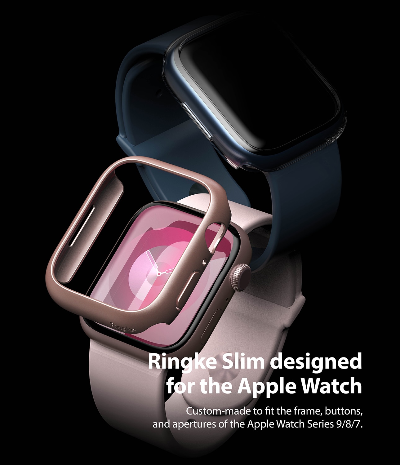 Coque Slim (2 pièces) Apple Watch 45mm Series 7, Pink & Clear