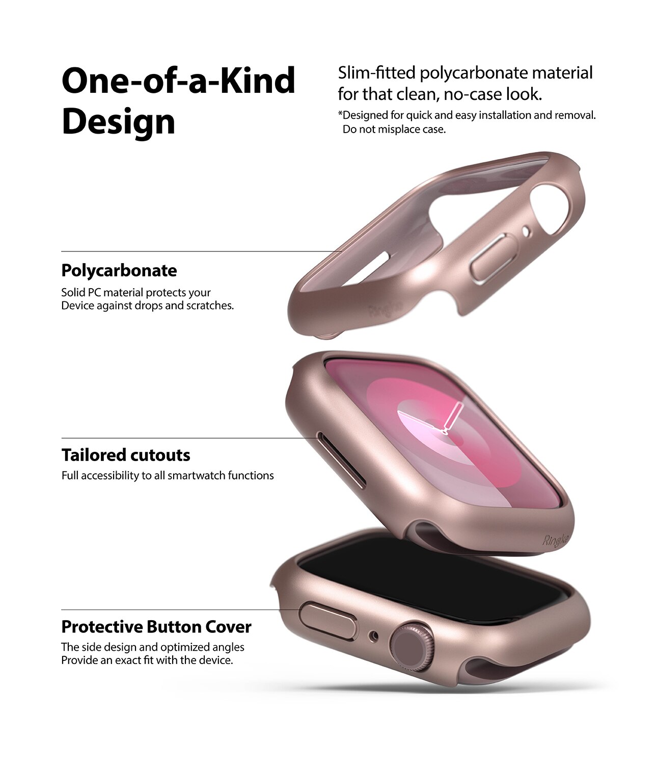 Coque Slim (2 pièces) Apple Watch 45mm Series 9, Pink & Clear