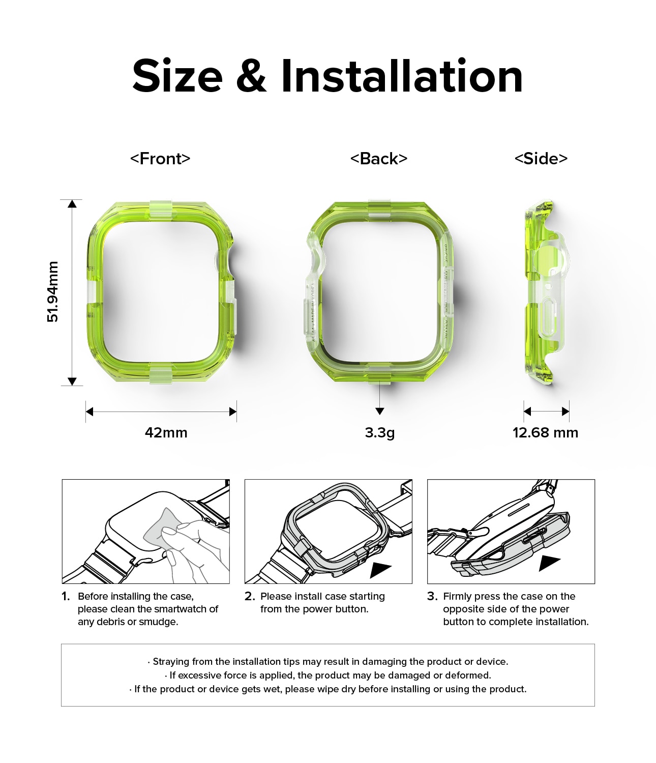 Coque Fusion Bumper Apple Watch 45mm Series 8 Neon Green