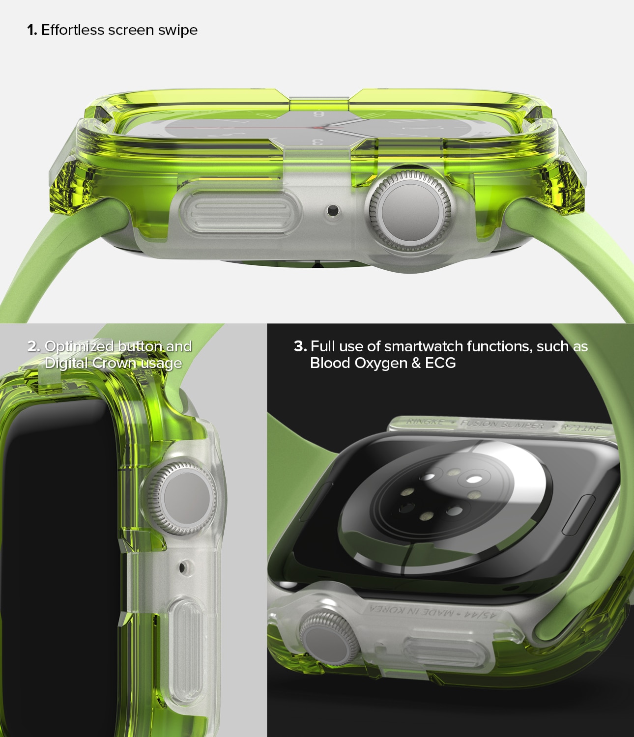 Coque Fusion Bumper Apple Watch 45mm Series 8 Neon Green