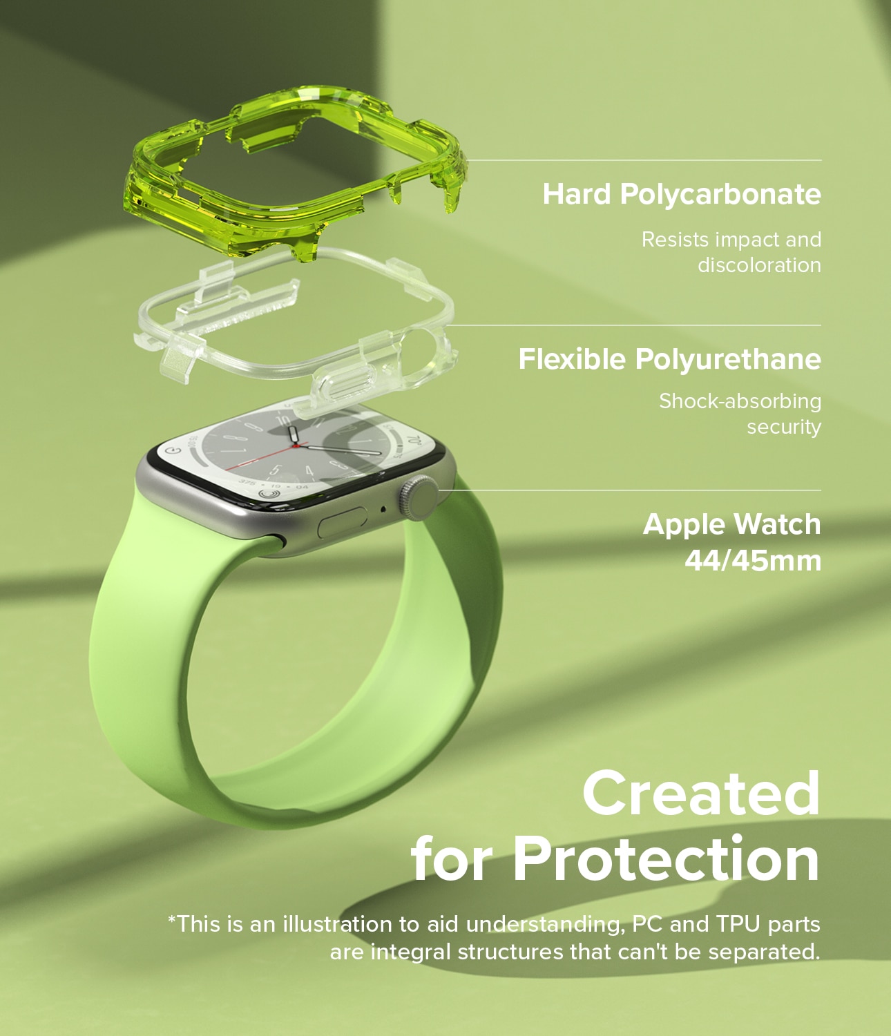 Coque Fusion Bumper Apple Watch 45mm Series 8 Neon Green