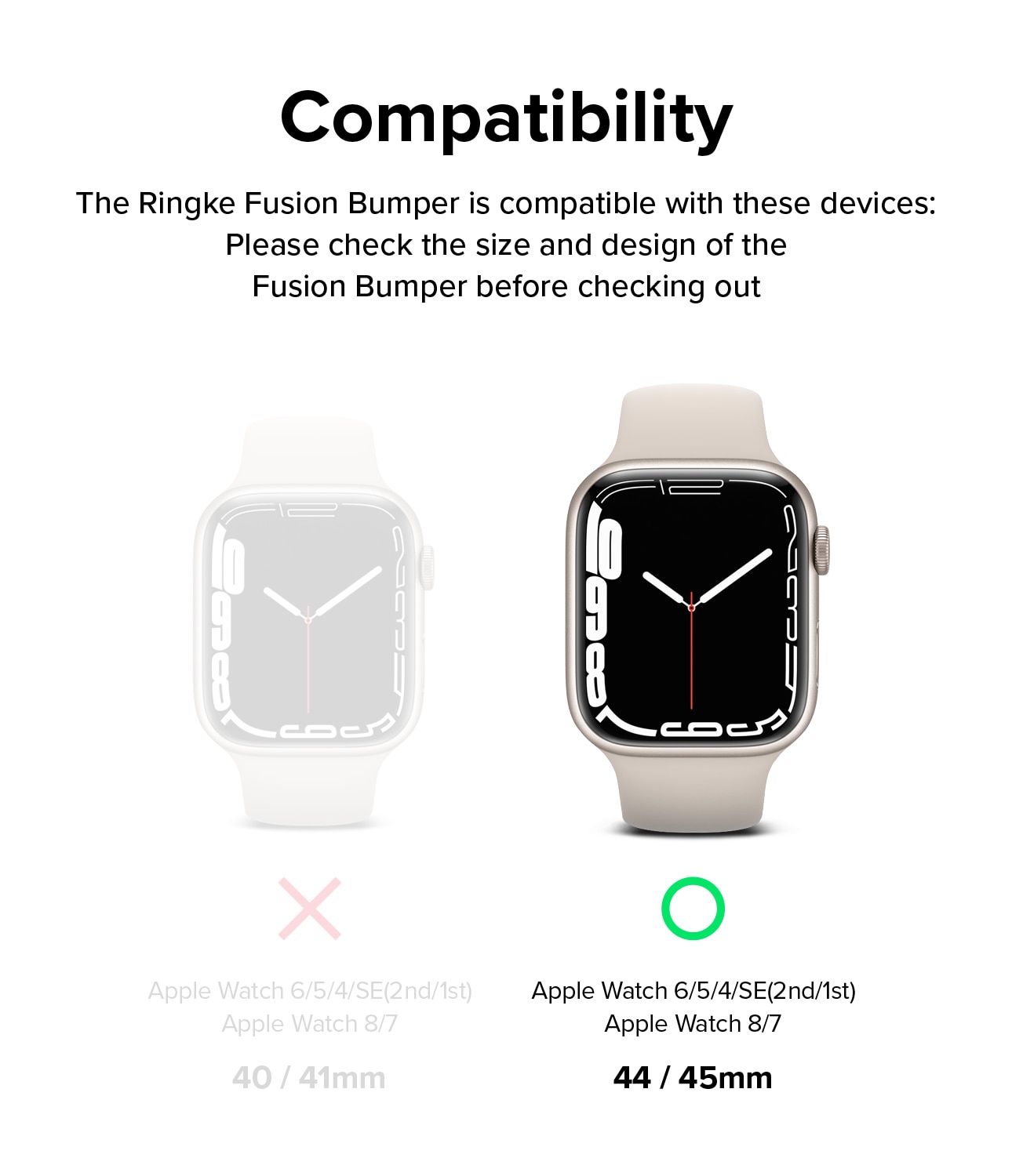 Coque Fusion Bumper Apple Watch 45mm Series 8 White