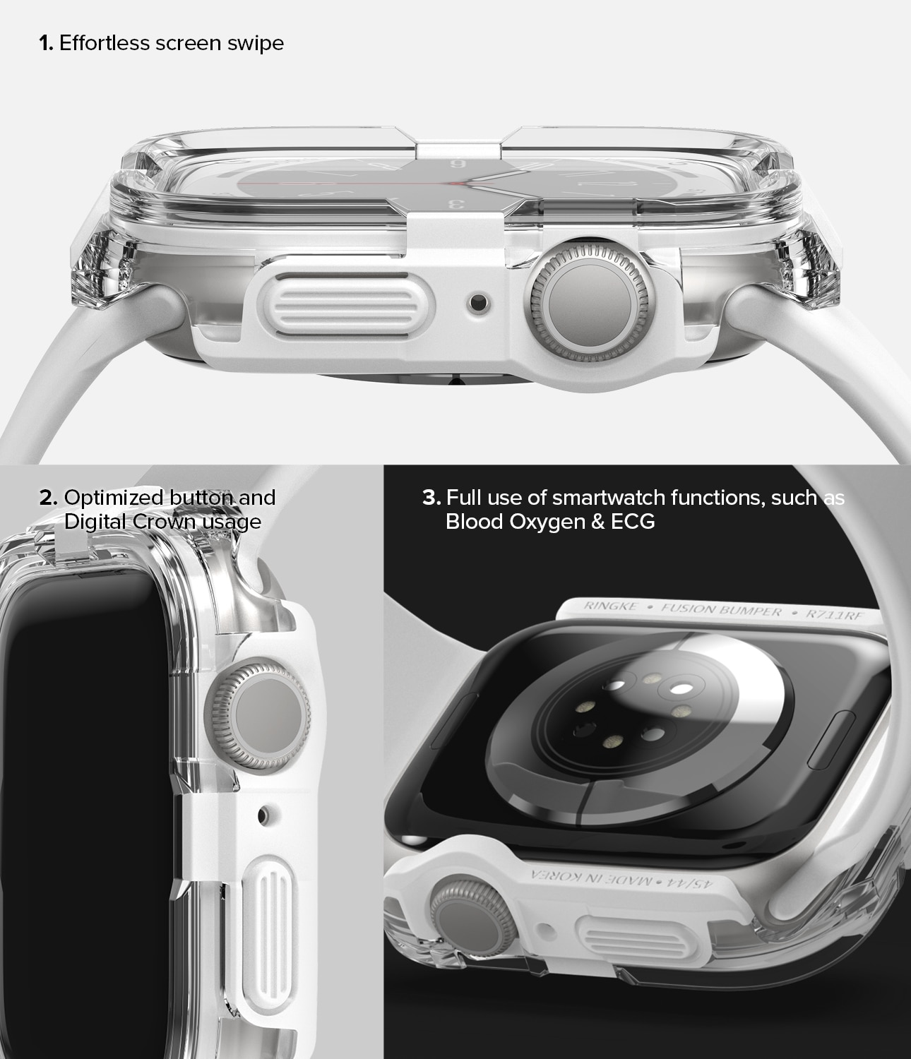 Coque Fusion Bumper Apple Watch 45mm Series 8 White