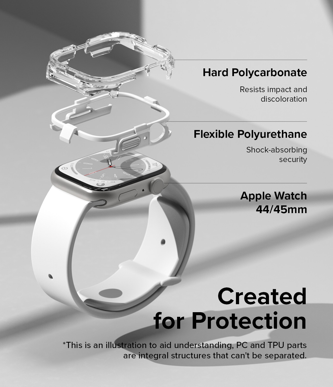 Coque Fusion Bumper Apple Watch 45mm Series 8 White