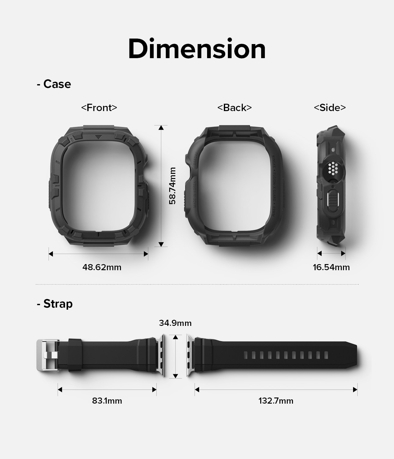 Fusion-X Guard Case+Band Apple Watch Ultra 49mm, Black