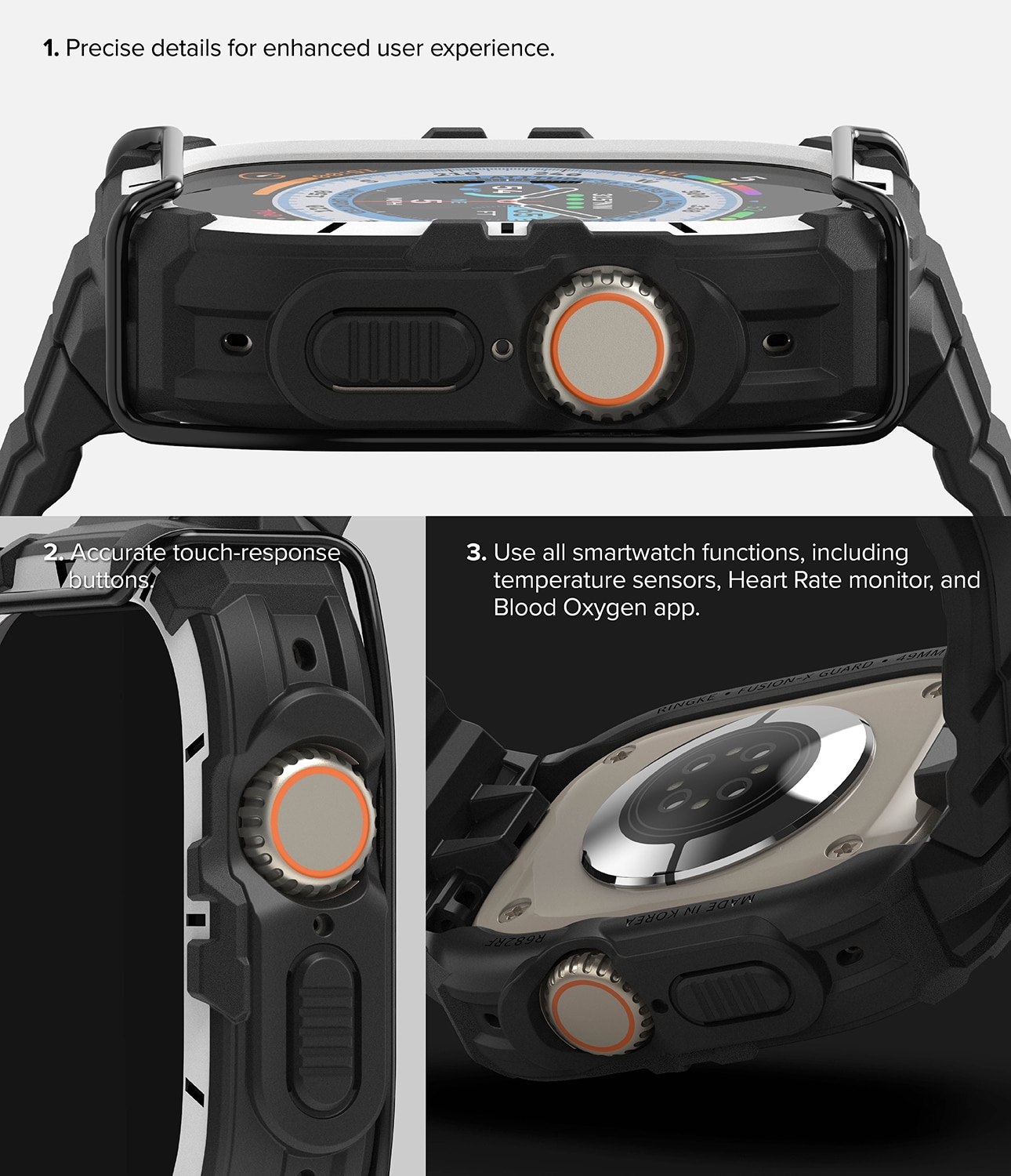 Fusion-X Guard Case+Band Apple Watch Ultra 49mm, White(Black Index)