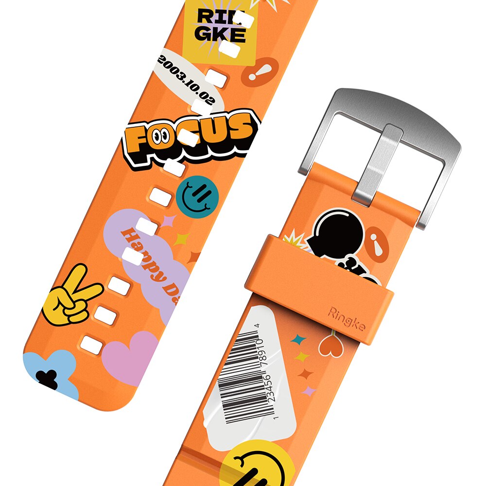 Rubber One Bold Band 20mm Lug Width, Orange Sticker