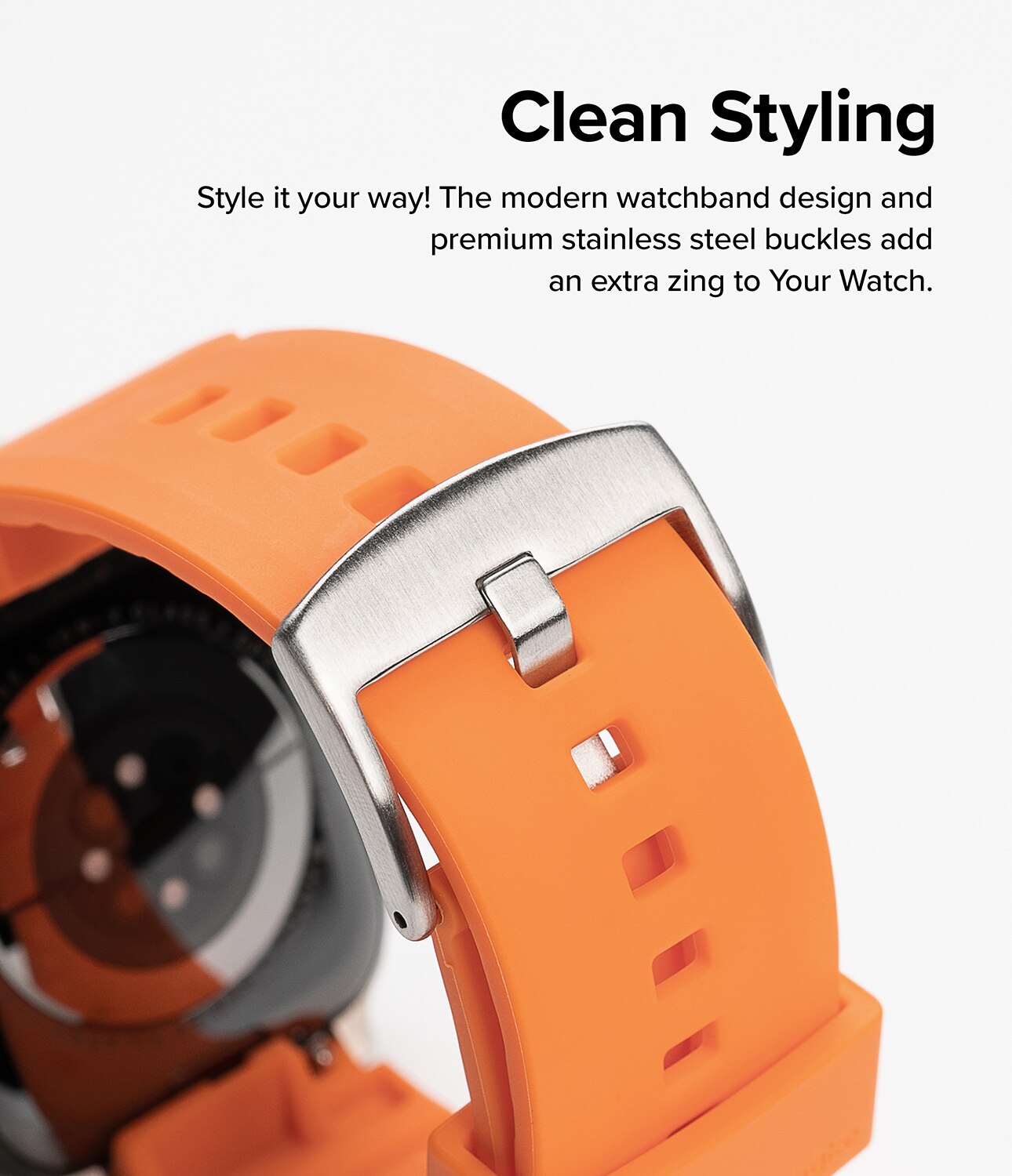 Rubber One Bold Band Apple Watch 42/44/45/49mm, Orange Sticker