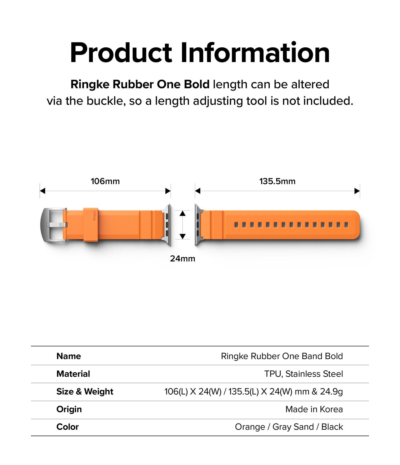 Rubber One Bold Band Apple Watch SE 44mm, Orange