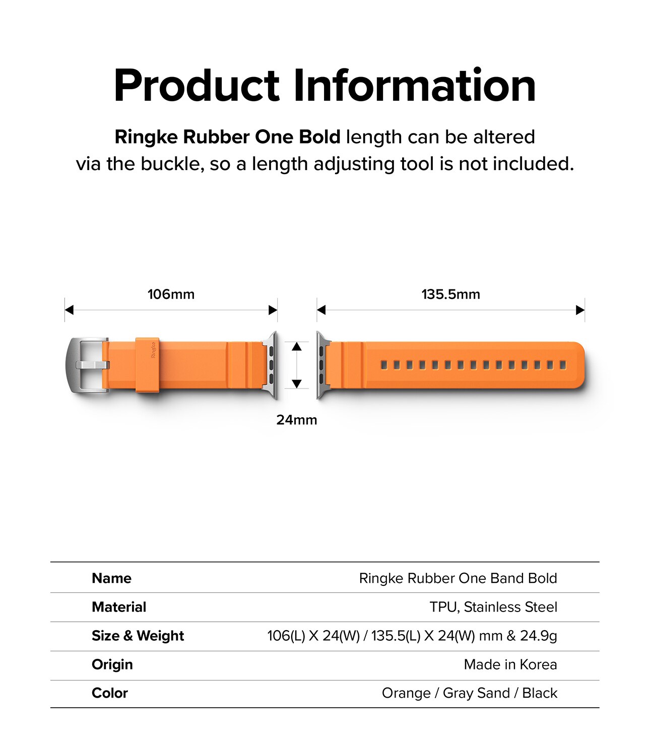 Rubber One Bold Band Apple Watch 44mm, Orange