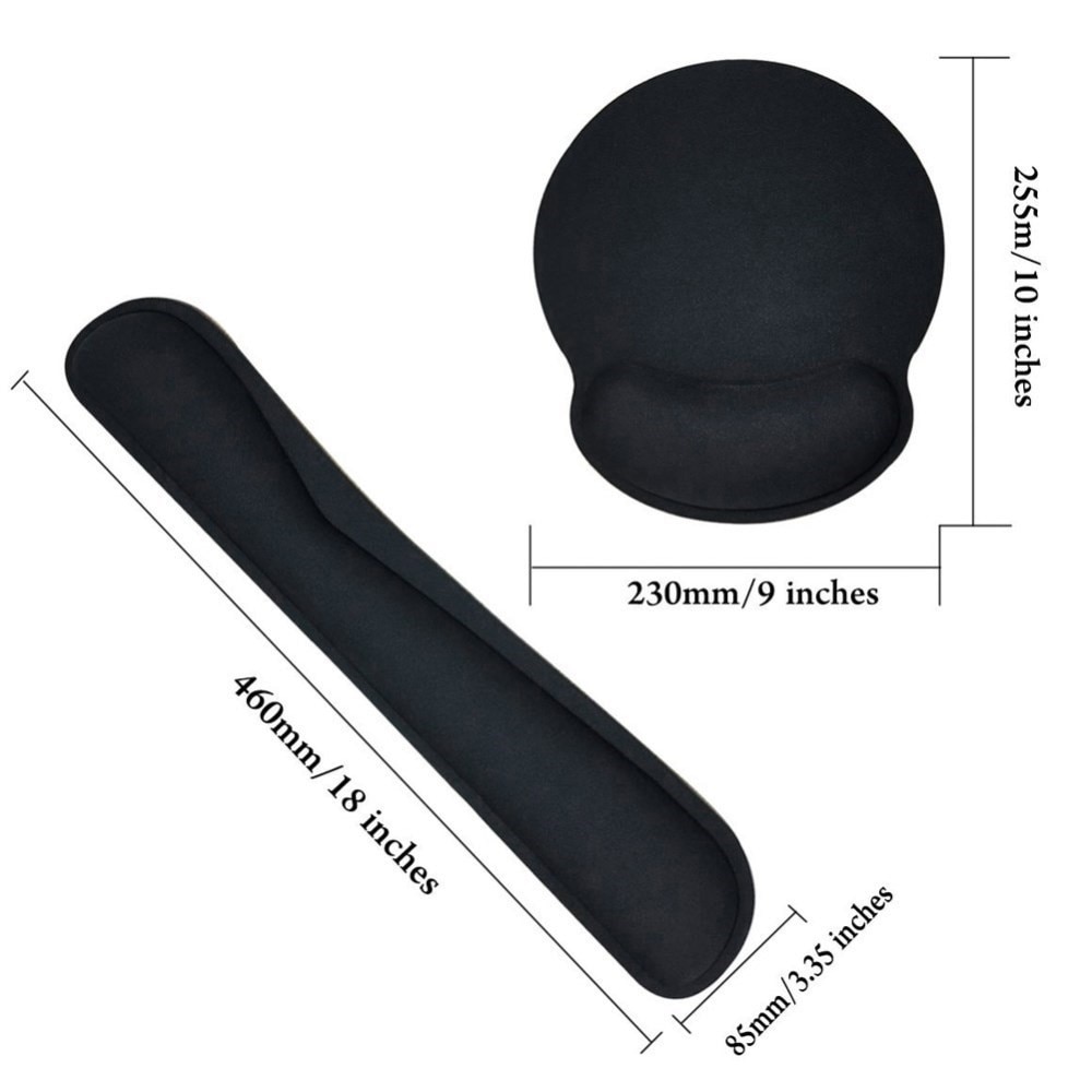 Support de poignet pour clavier et tapis de souris, noir