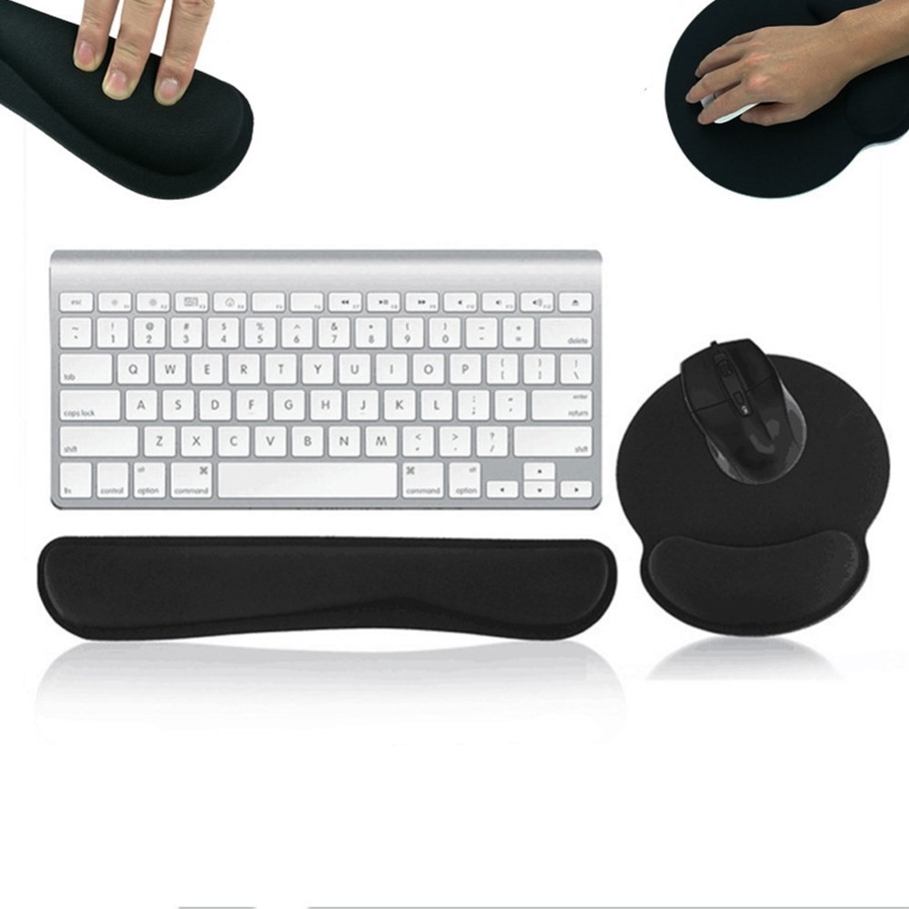 Support de poignet pour clavier et tapis de souris, noir
