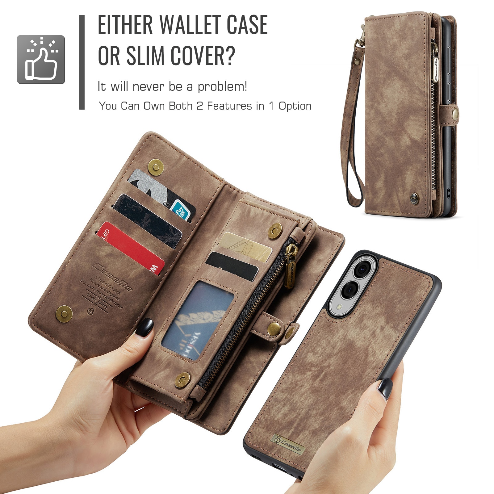 Étui portefeuille multi-cartes Samsung Galaxy S25 Edge, Marron