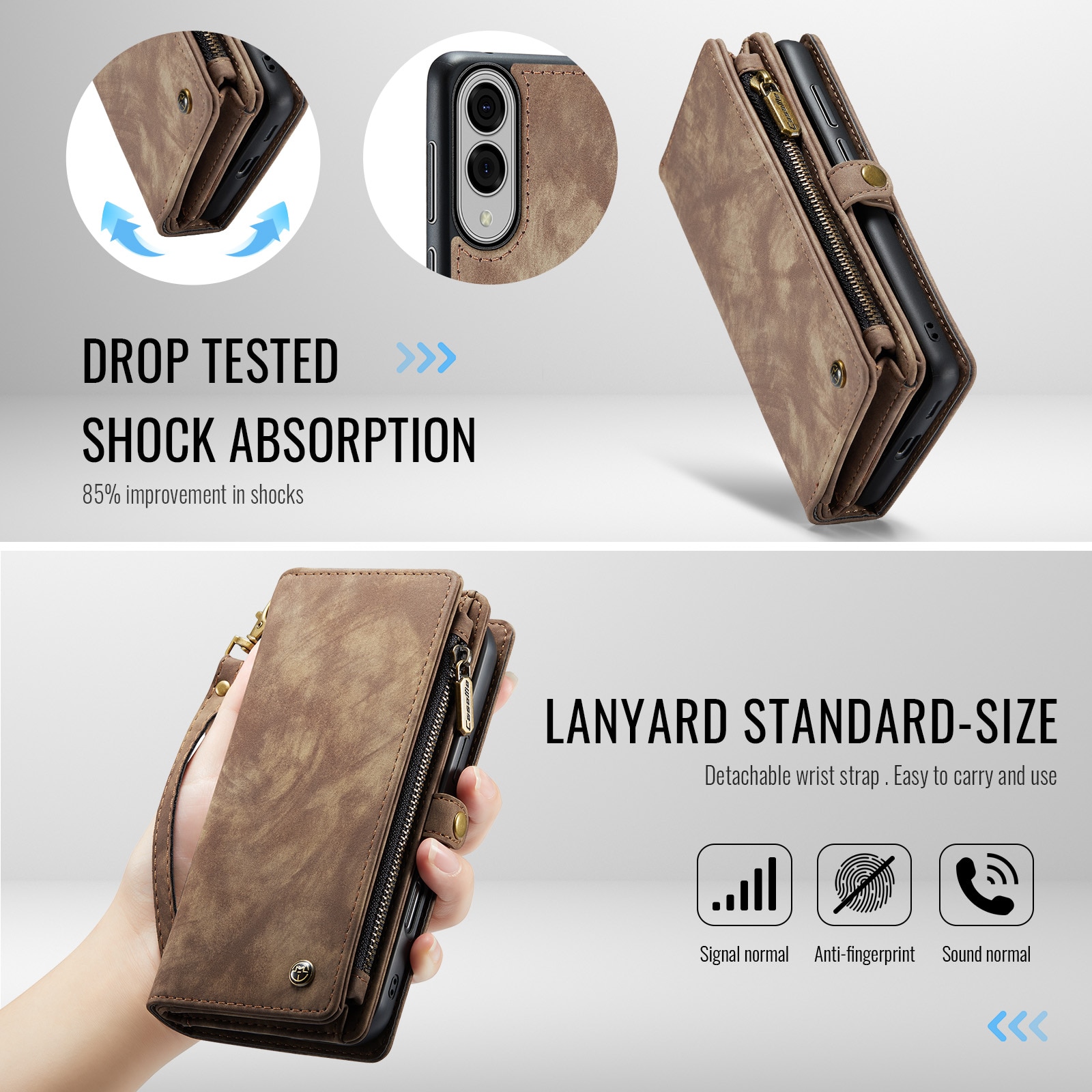 Étui portefeuille multi-cartes Samsung Galaxy S25 Edge, Marron