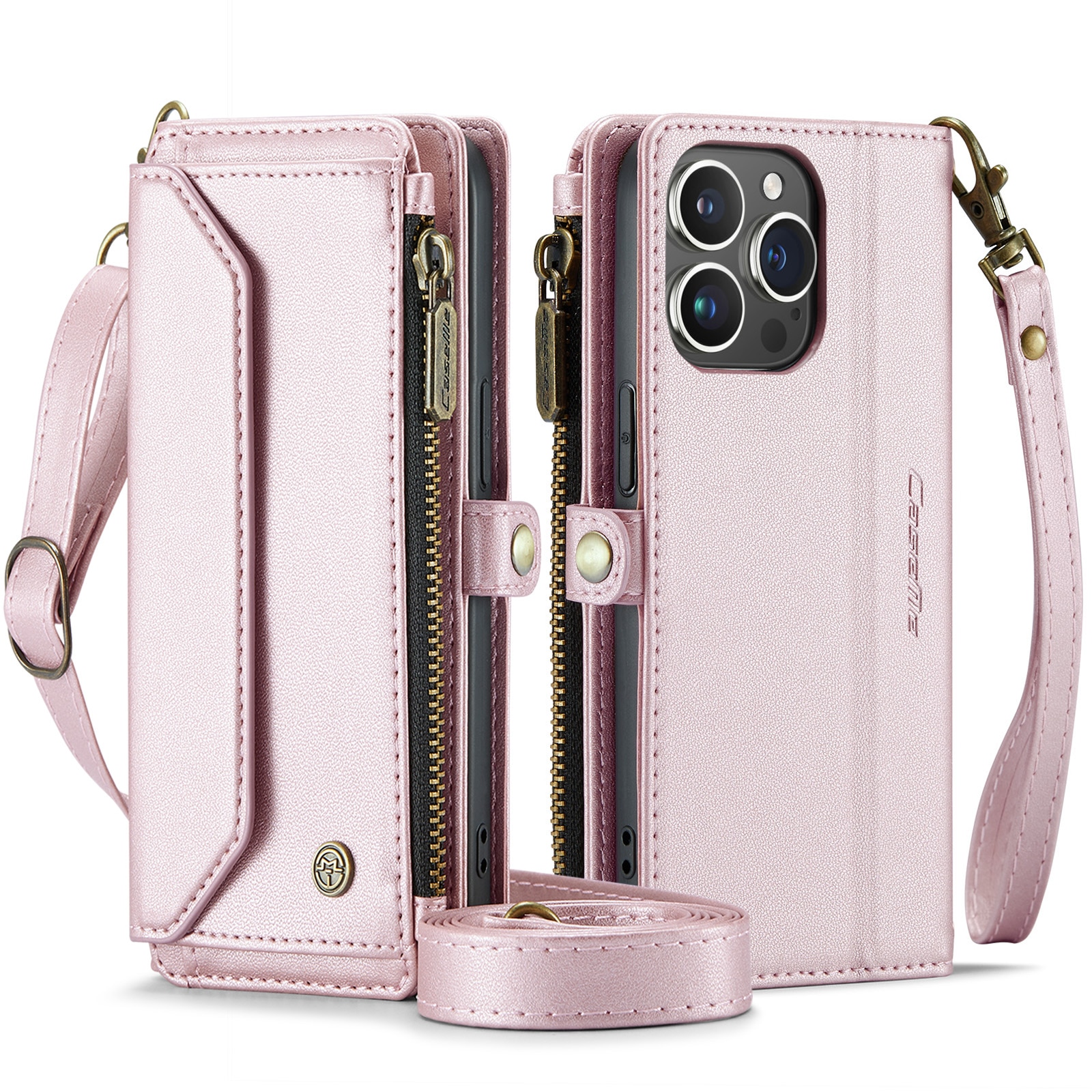 Étui portefeuille iPhone 14 Pro, rose