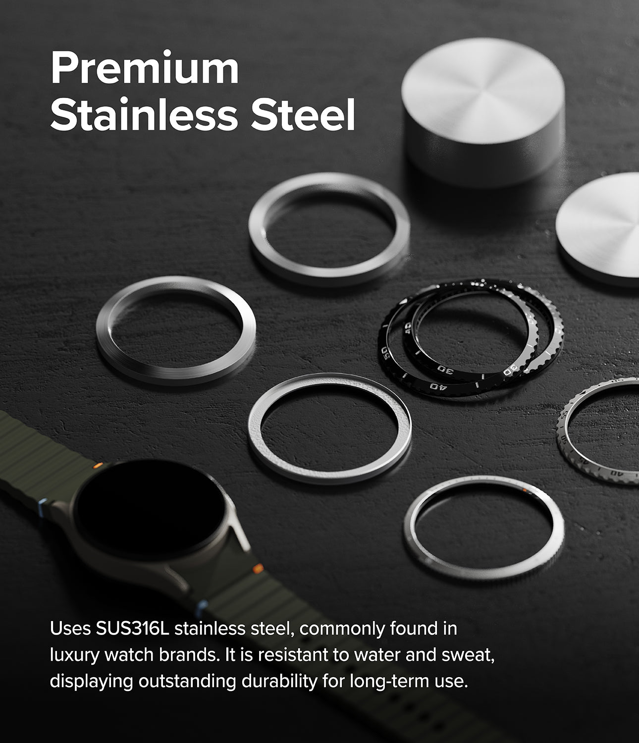 Bezel Styling + Glass Combo Samsung Galaxy Watch 7 44mm, Black