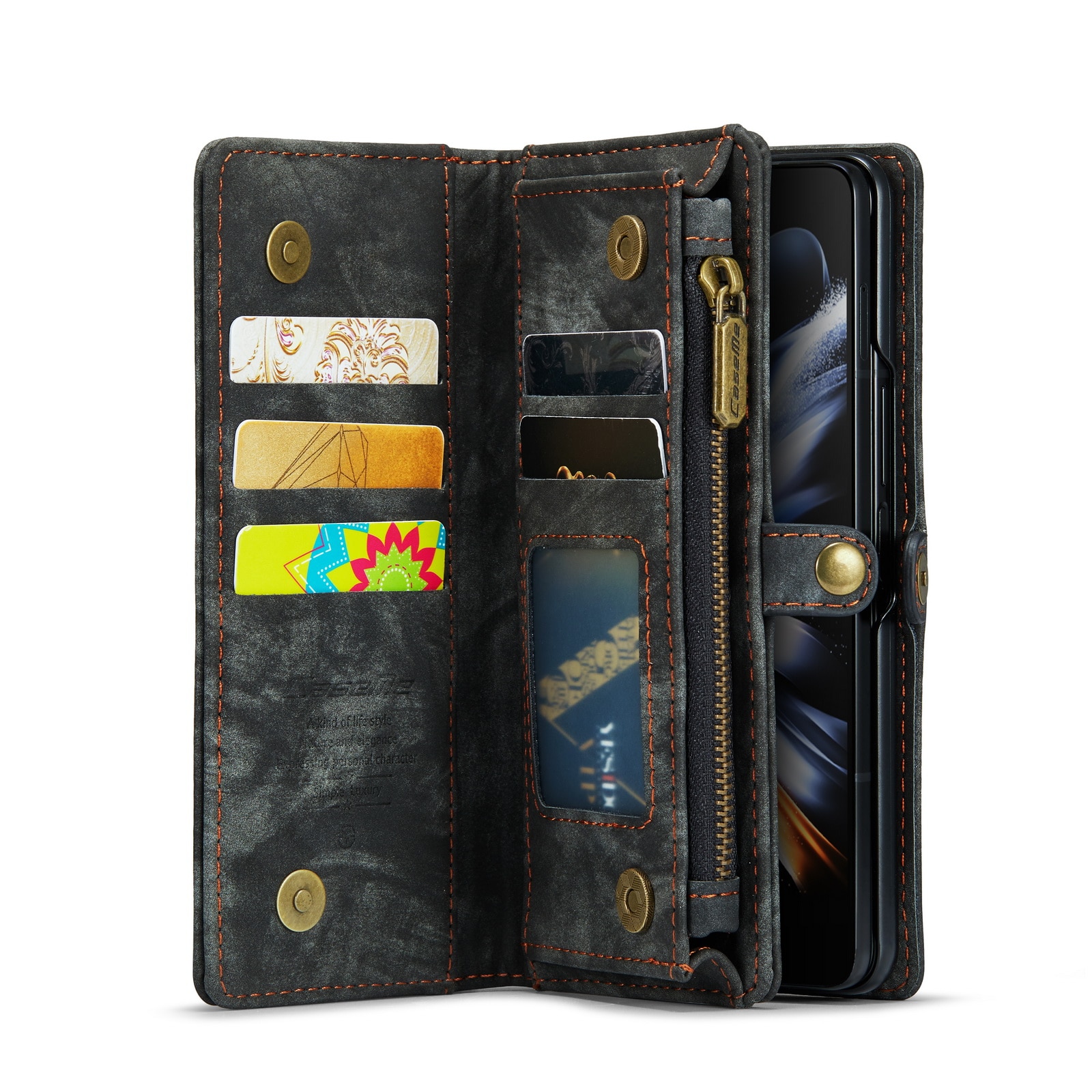 Étui portefeuille multi-cartes Samsung Galaxy Z Fold 4 Gris