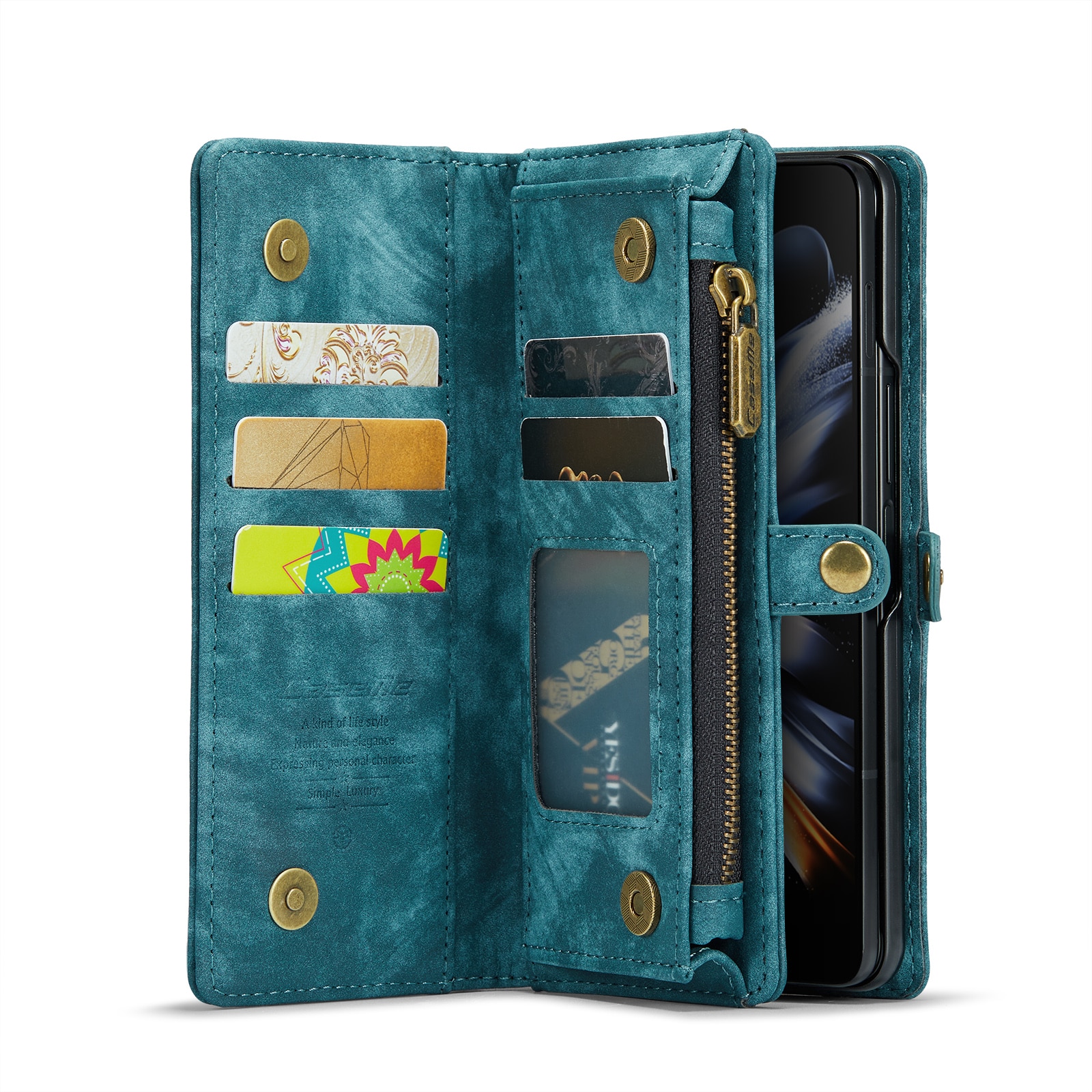 Étui portefeuille multi-cartes Samsung Galaxy Z Fold 5, bleu