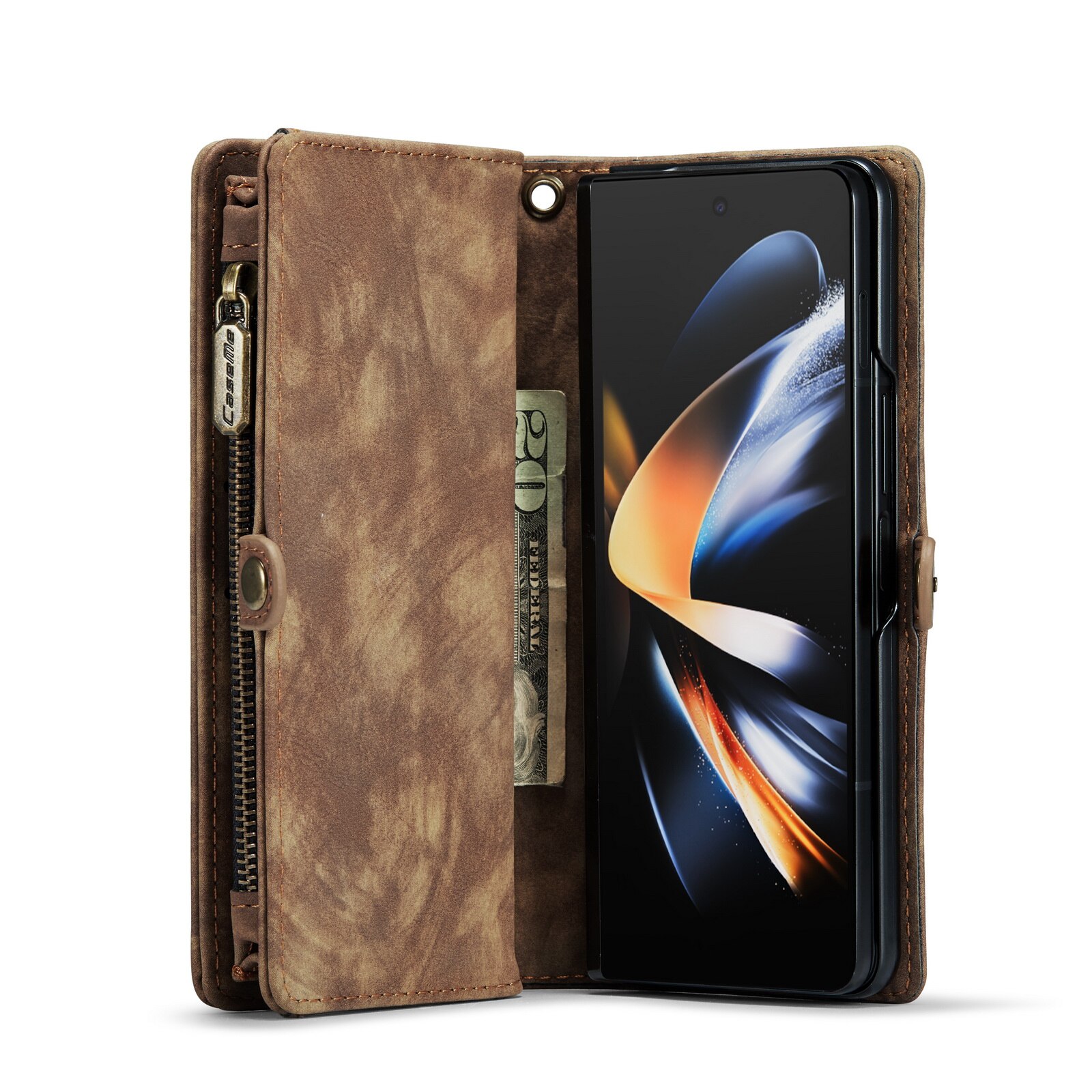 Étui portefeuille multi-cartes Samsung Galaxy Z Fold 4 Marron