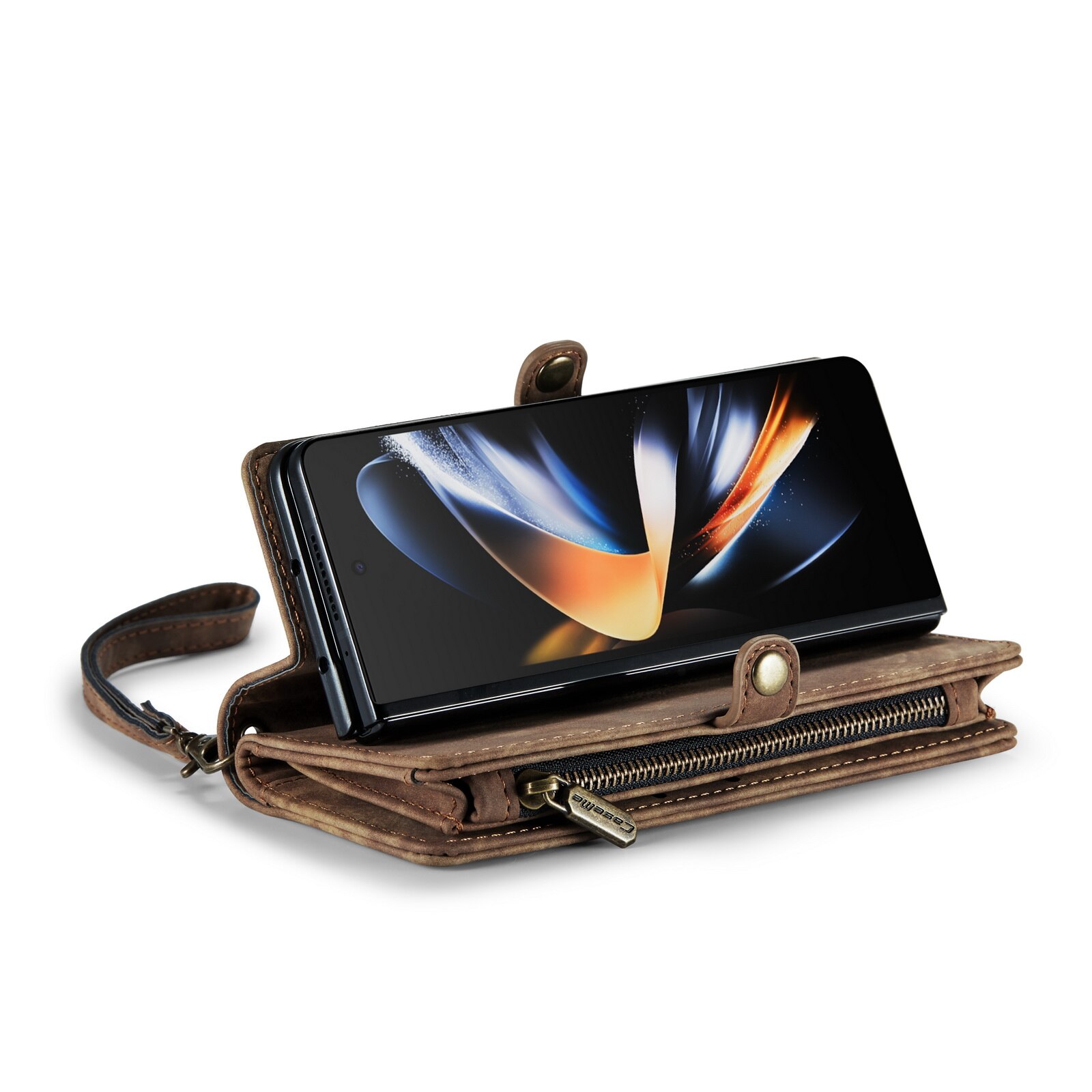 Étui portefeuille multi-cartes Samsung Galaxy Z Fold 5, marron