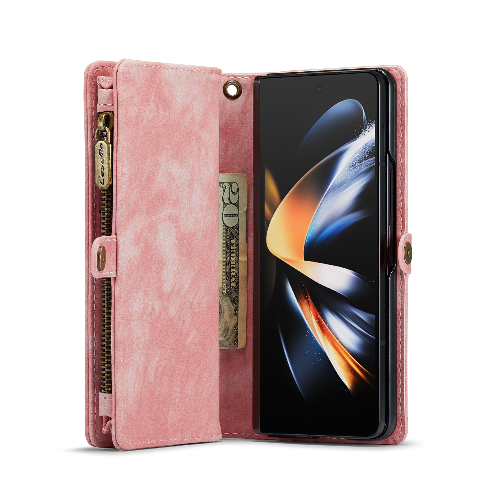 Étui portefeuille multi-cartes Samsung Galaxy Z Fold 5, rose