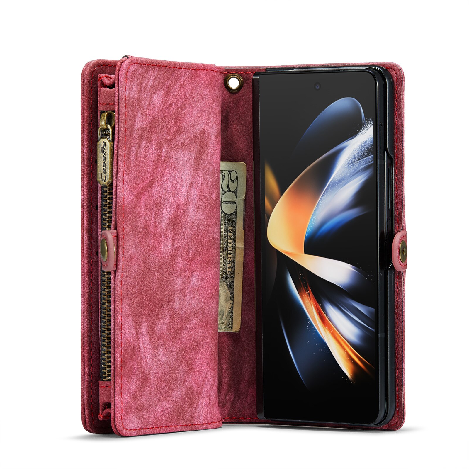 Étui portefeuille multi-cartes Samsung Galaxy Z Fold 5, rouge