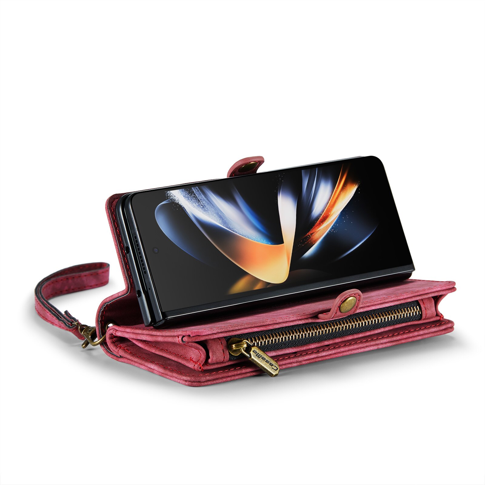 Étui portefeuille multi-cartes Samsung Galaxy Z Fold 5, rouge