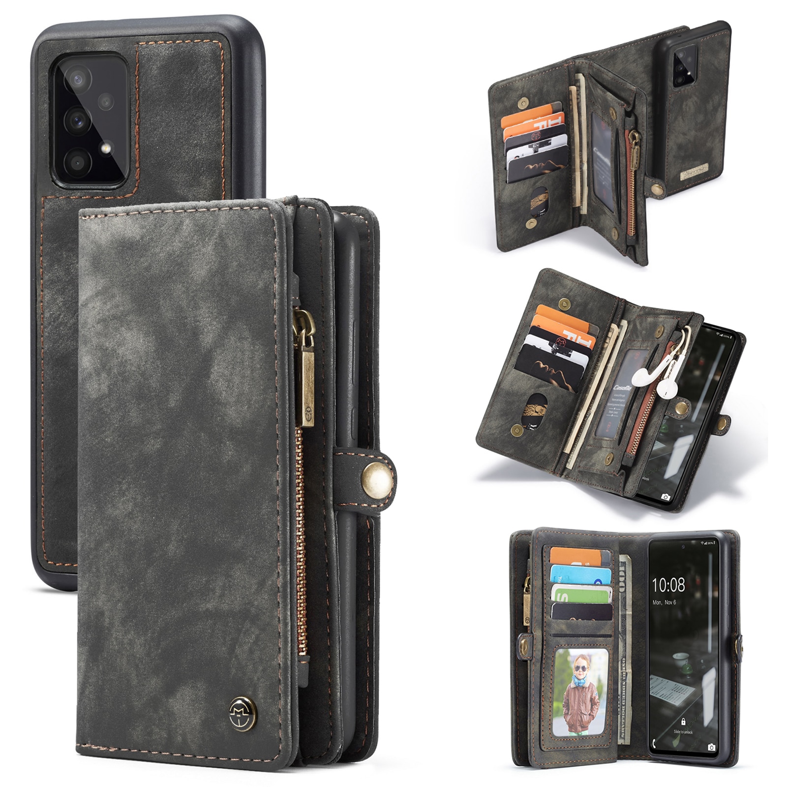 Étui portefeuille multi-cartes Samsung Galaxy A33, Gris