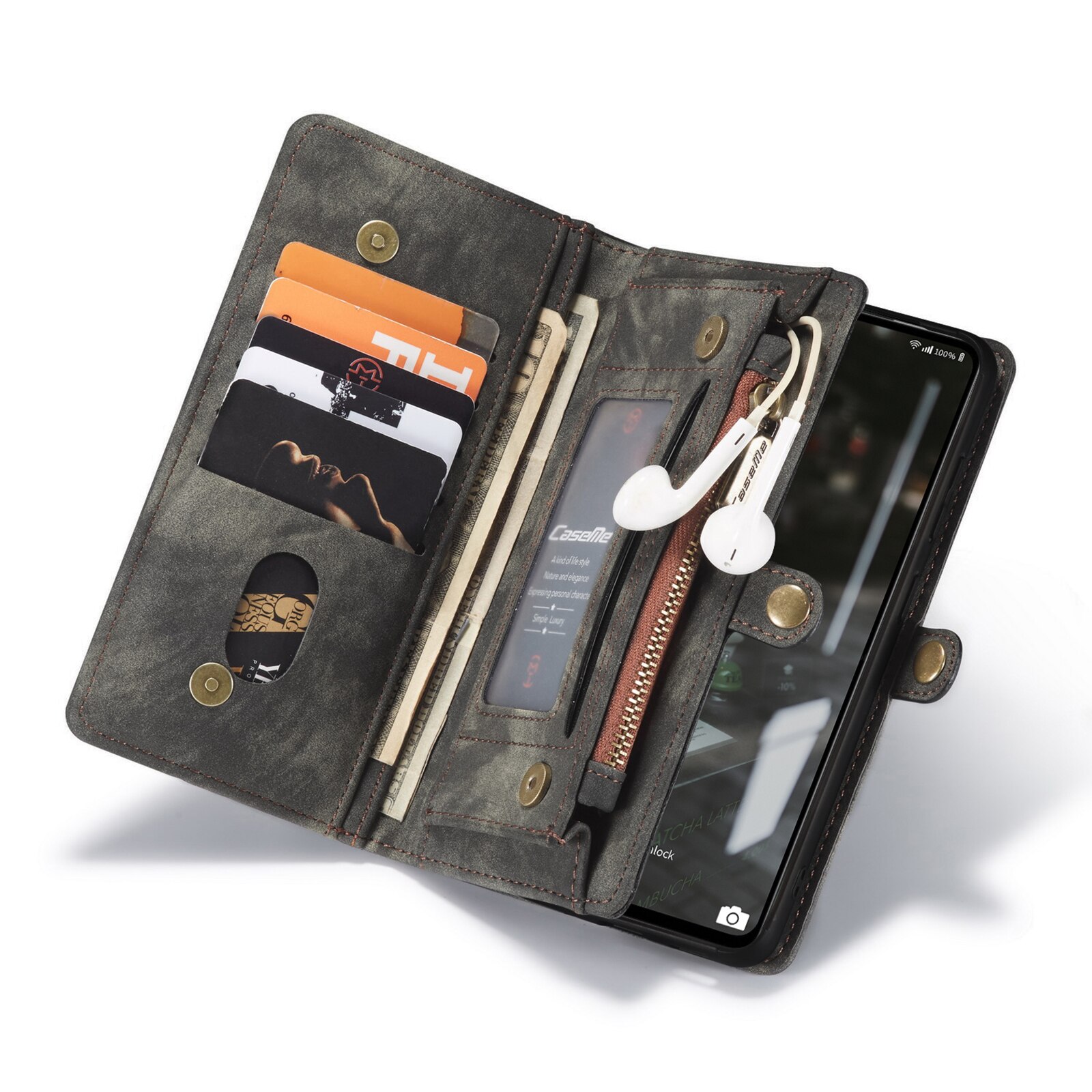 Étui portefeuille multi-cartes Samsung Galaxy A53, Gris