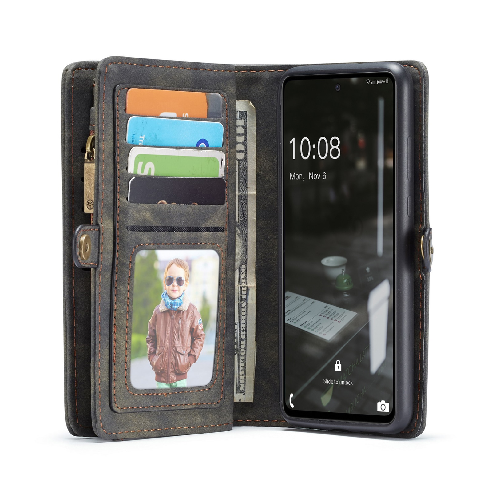Étui portefeuille multi-cartes Samsung Galaxy A53, Gris
