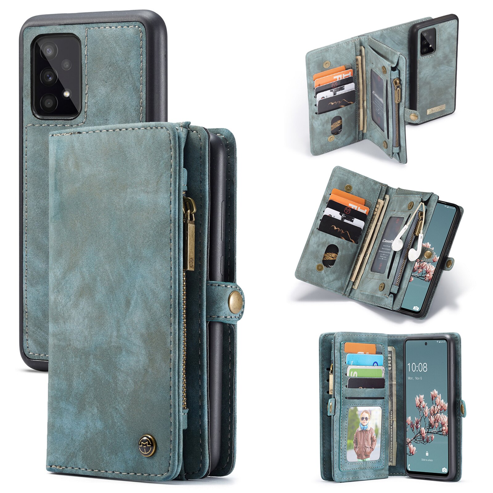 Étui portefeuille multi-cartes Samsung Galaxy A53, Bleu