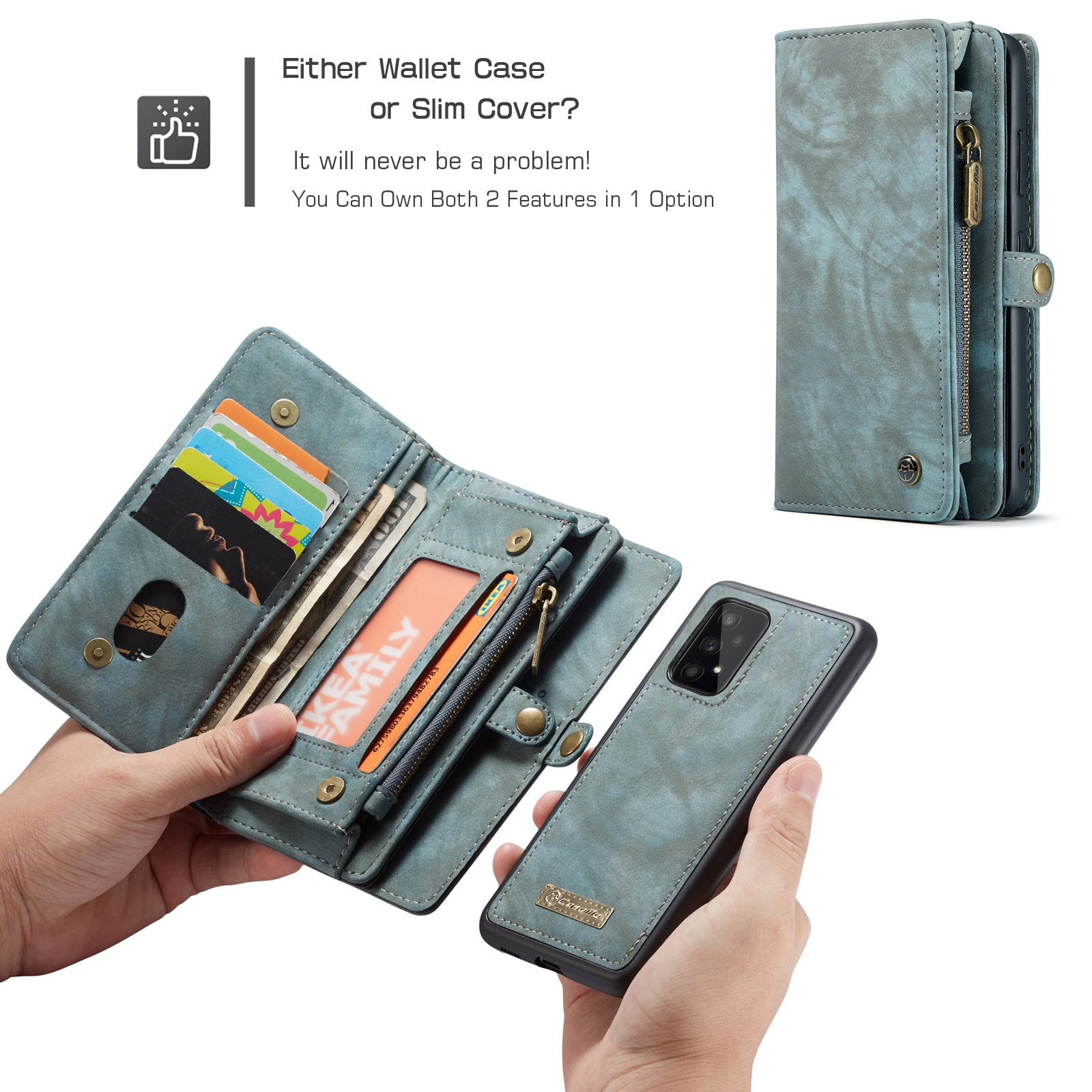 Étui portefeuille multi-cartes Samsung Galaxy A33, Bleu