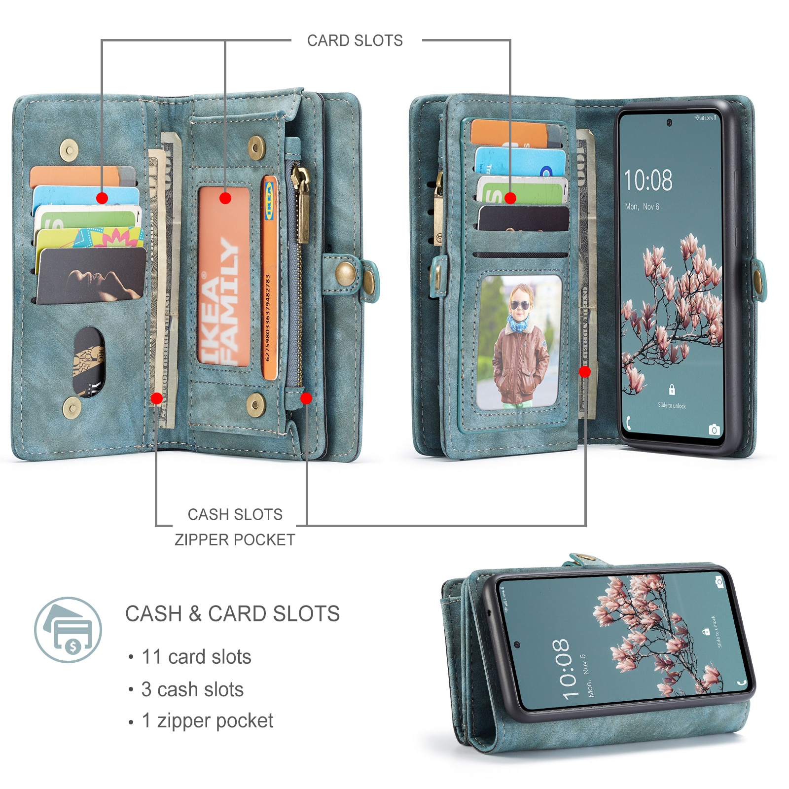 Étui portefeuille multi-cartes Samsung Galaxy A33, Bleu