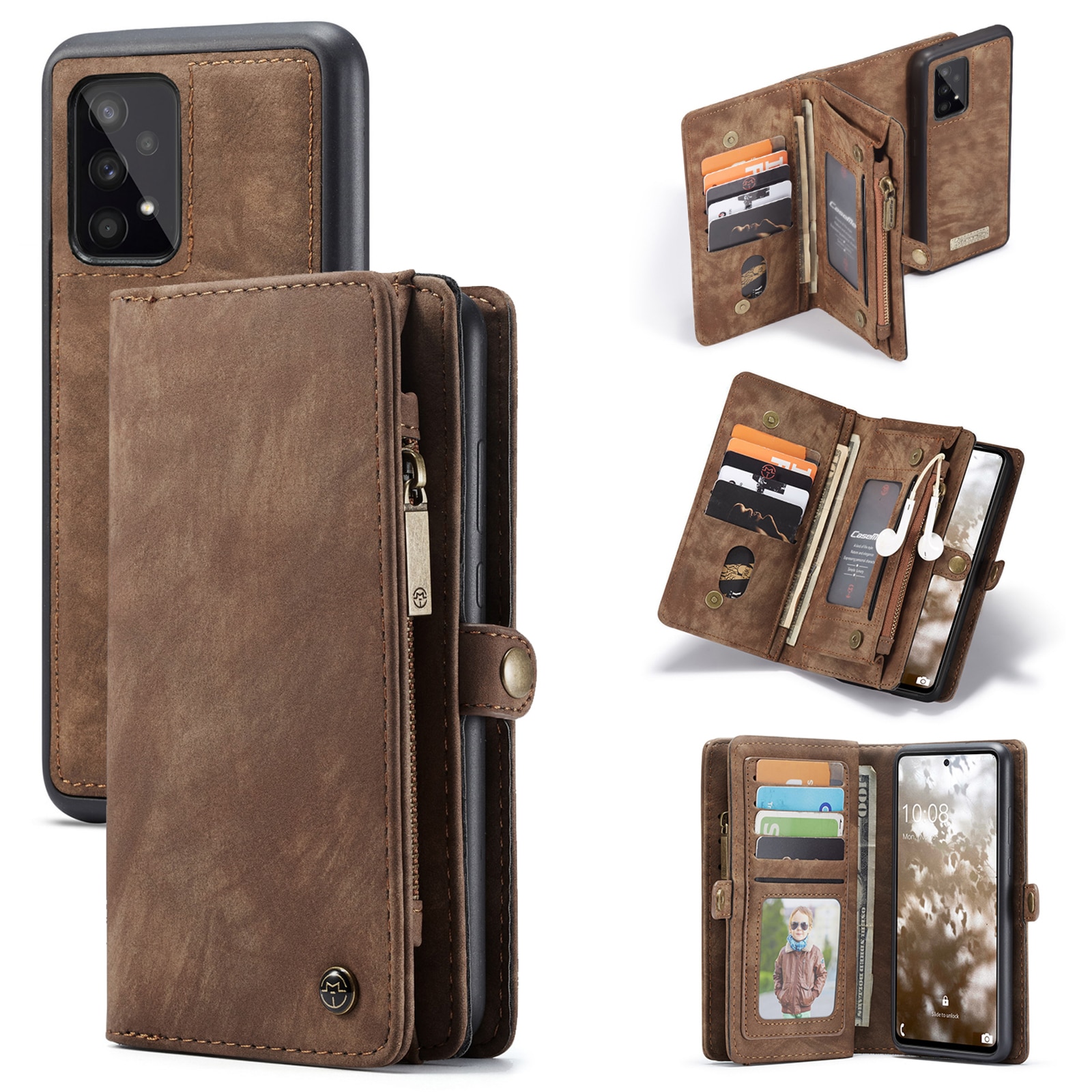 Étui portefeuille multi-cartes Samsung Galaxy A53, Marron