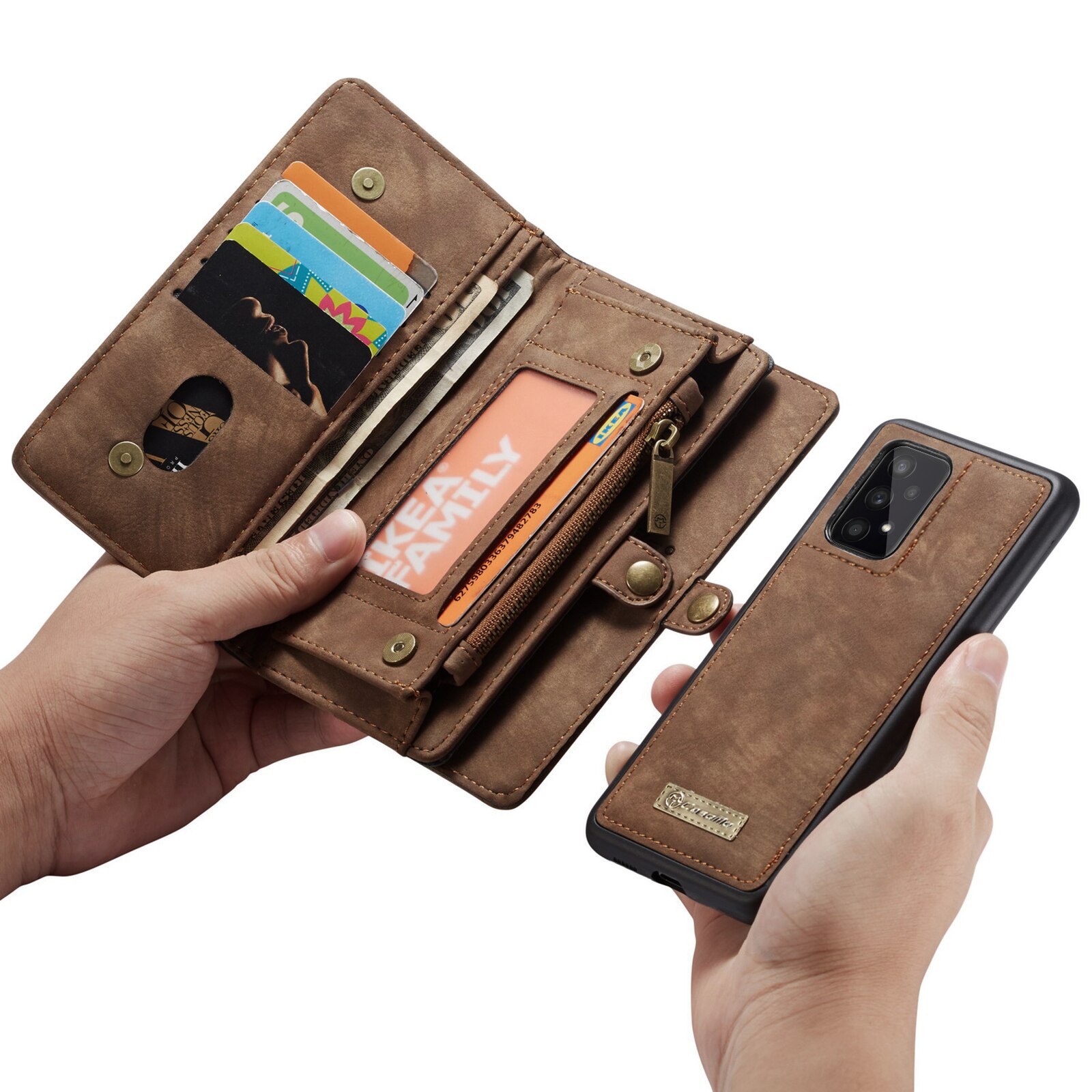 Étui portefeuille multi-cartes Samsung Galaxy A53, Marron