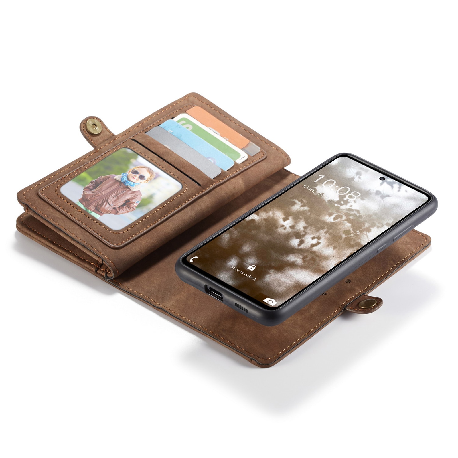 Étui portefeuille multi-cartes Samsung Galaxy A53, Marron