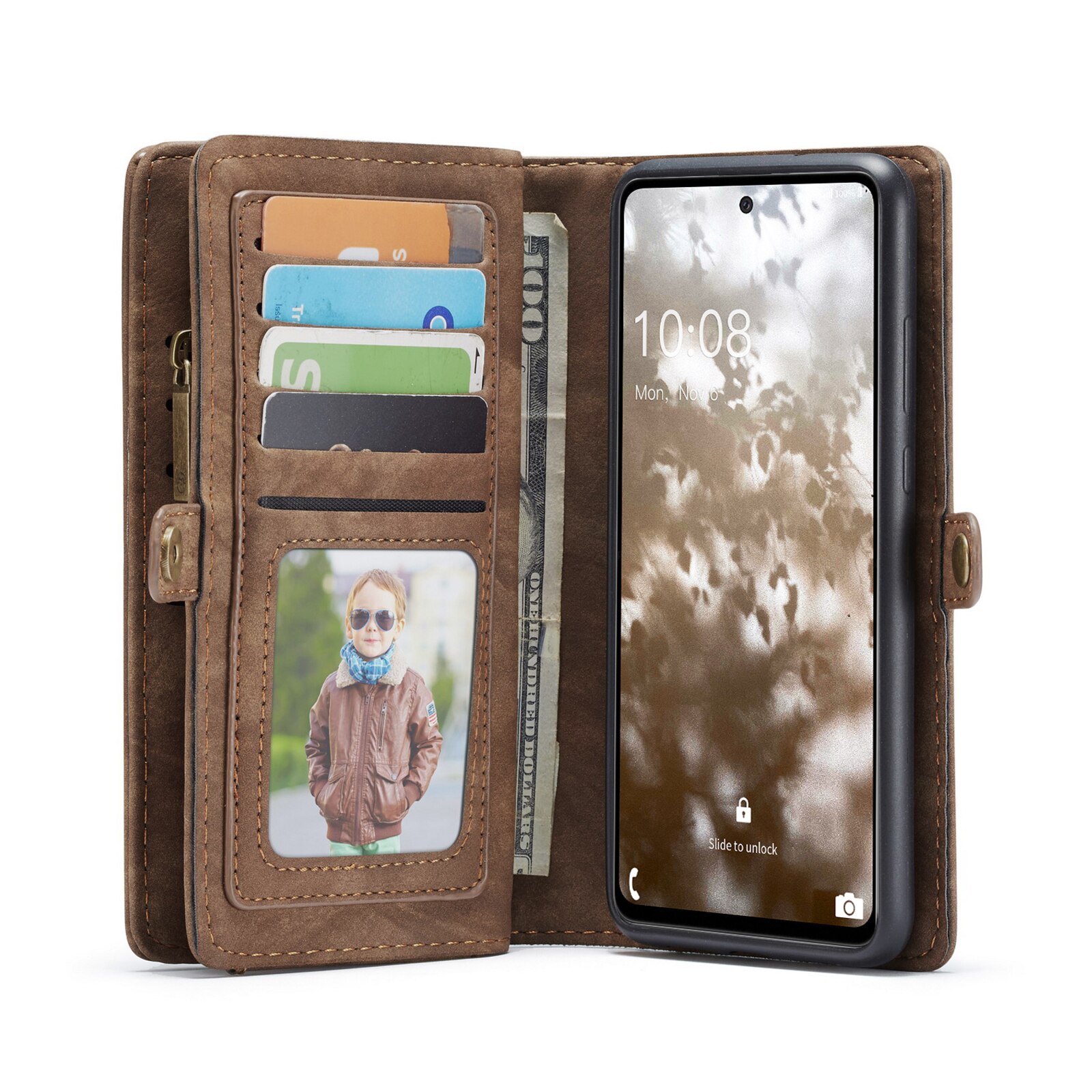 Étui portefeuille multi-cartes Samsung Galaxy A53, Marron
