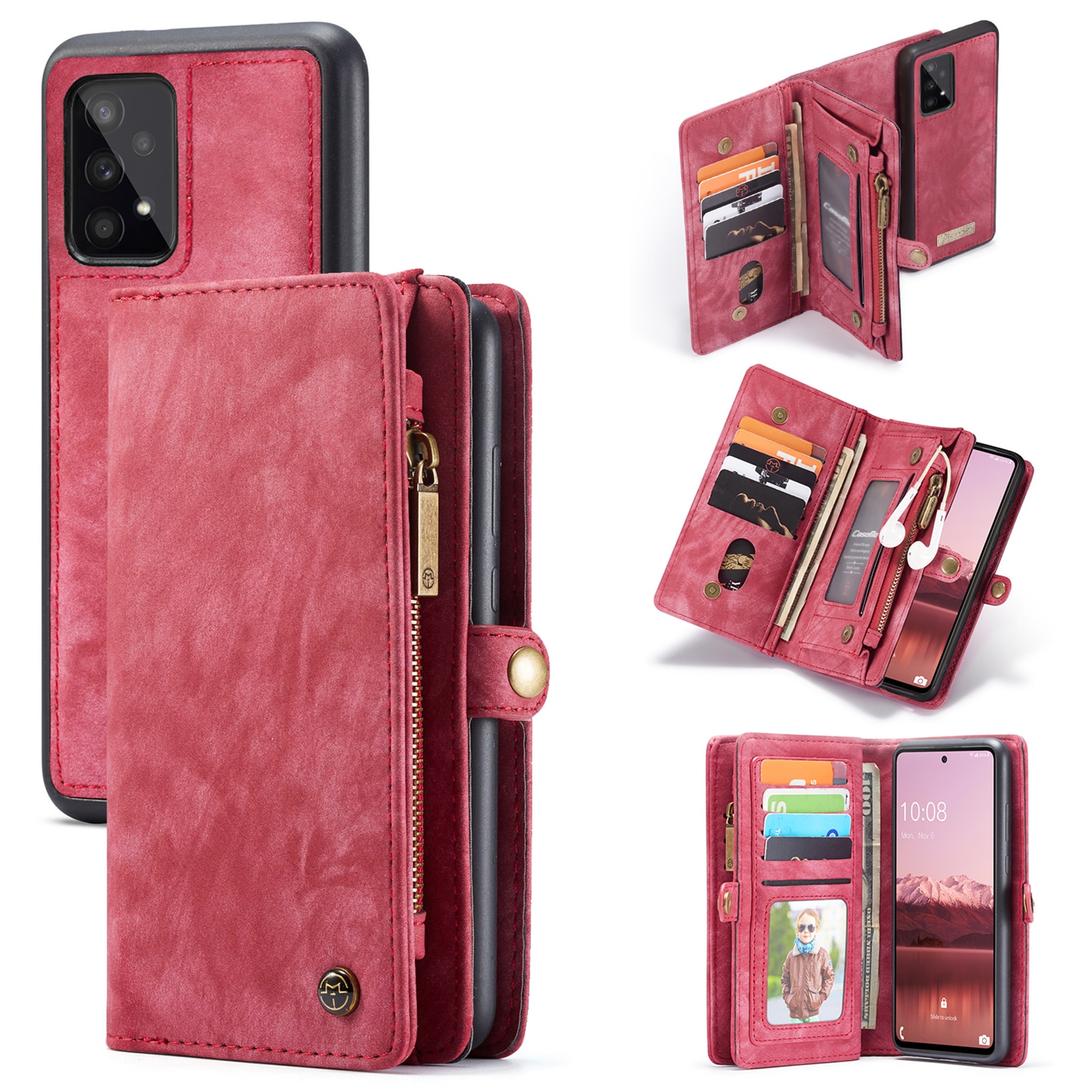 Étui portefeuille multi-cartes Samsung Galaxy A53, Rouge