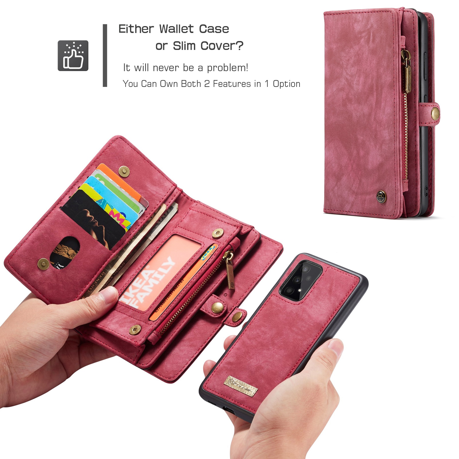 Étui portefeuille multi-cartes Samsung Galaxy A33, Rouge