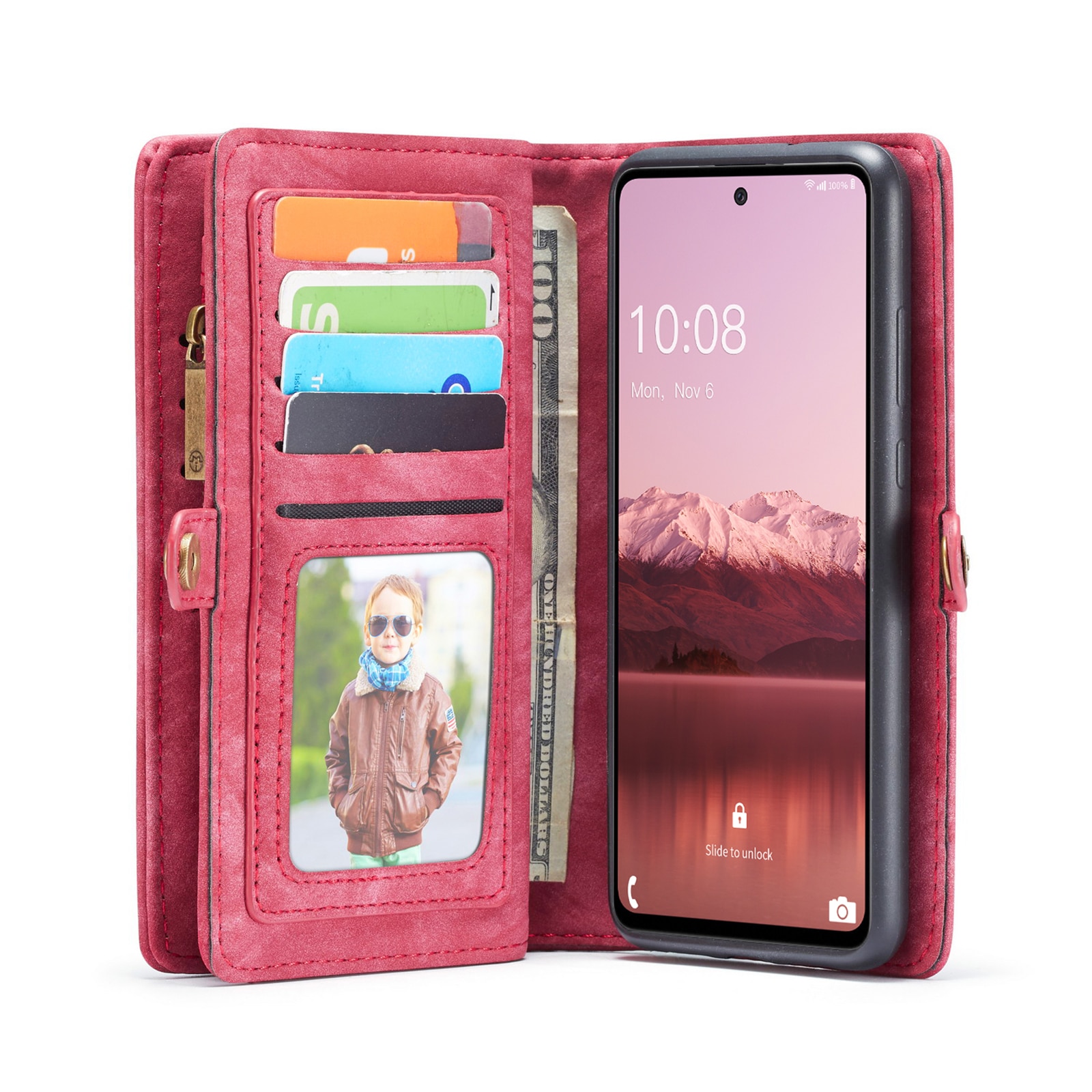 Étui portefeuille multi-cartes Samsung Galaxy A53 Rouge