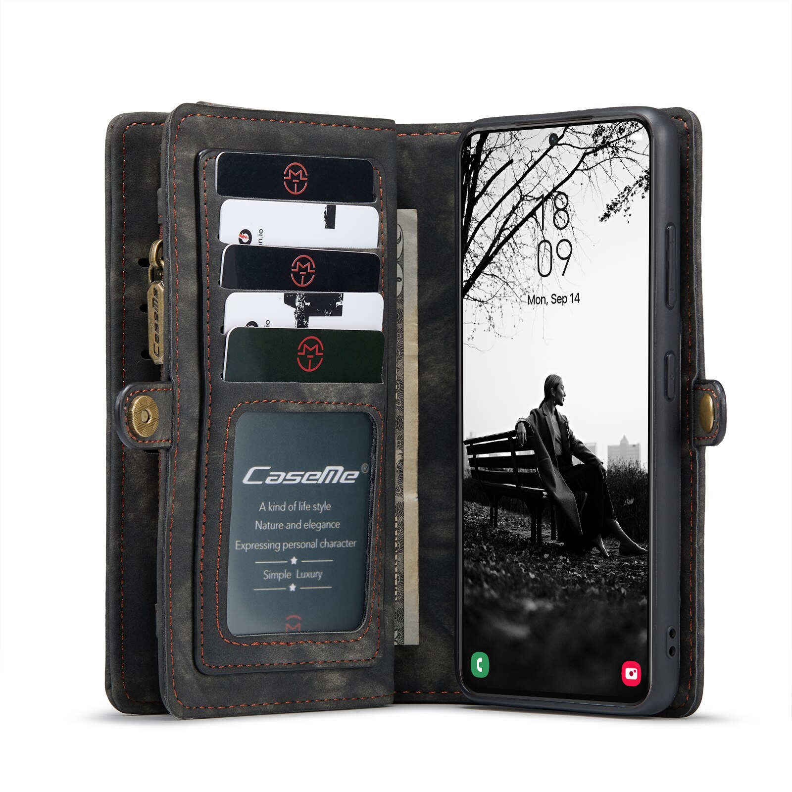 Étui portefeuille multi-cartes Samsung Galaxy S22, Gris