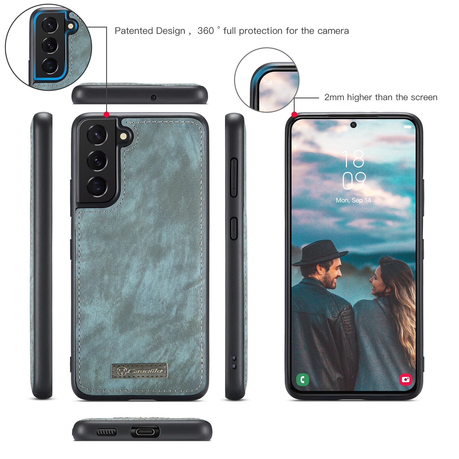 Étui portefeuille multi-cartes Samsung Galaxy S22, Bleu