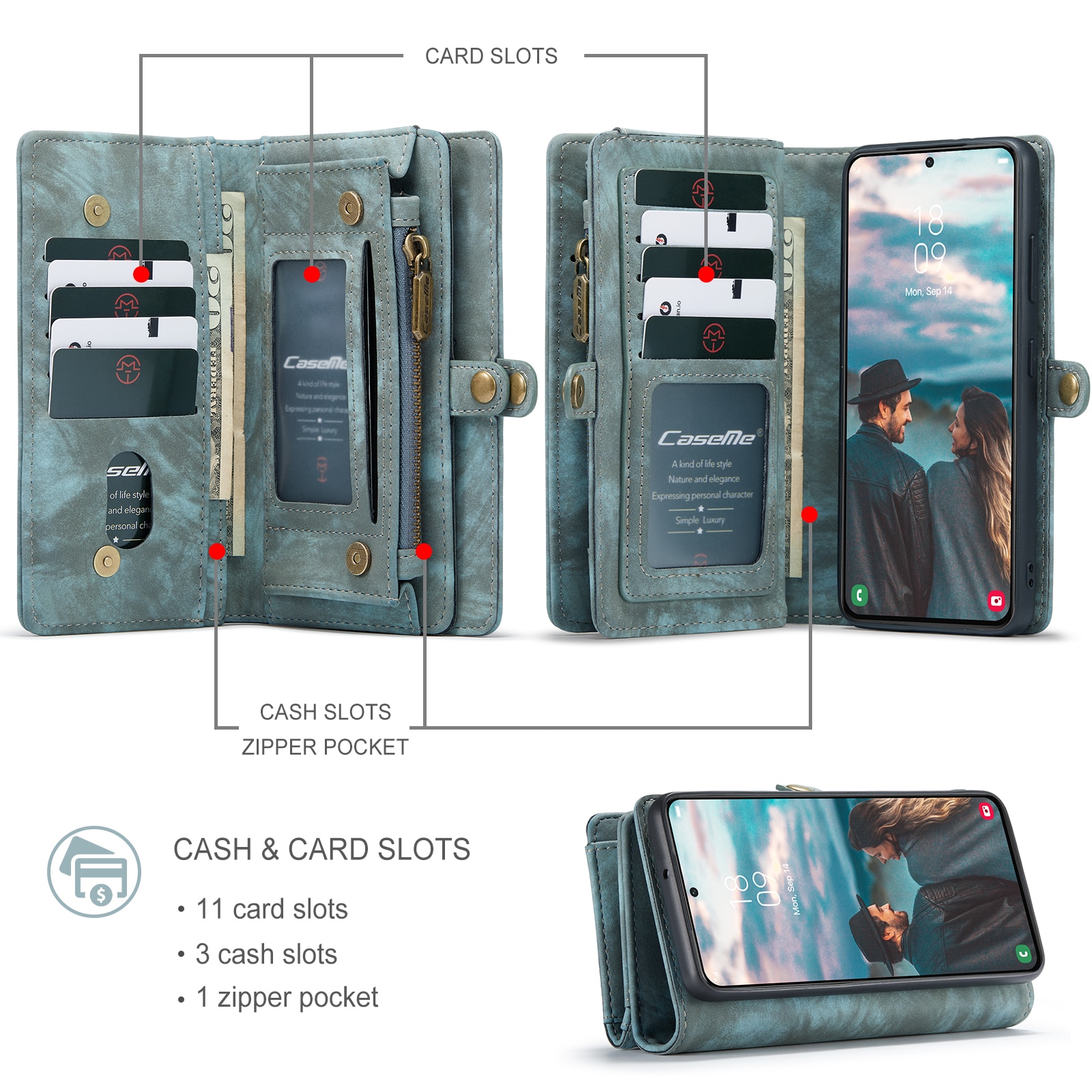 Étui portefeuille multi-cartes Samsung Galaxy S22, Bleu